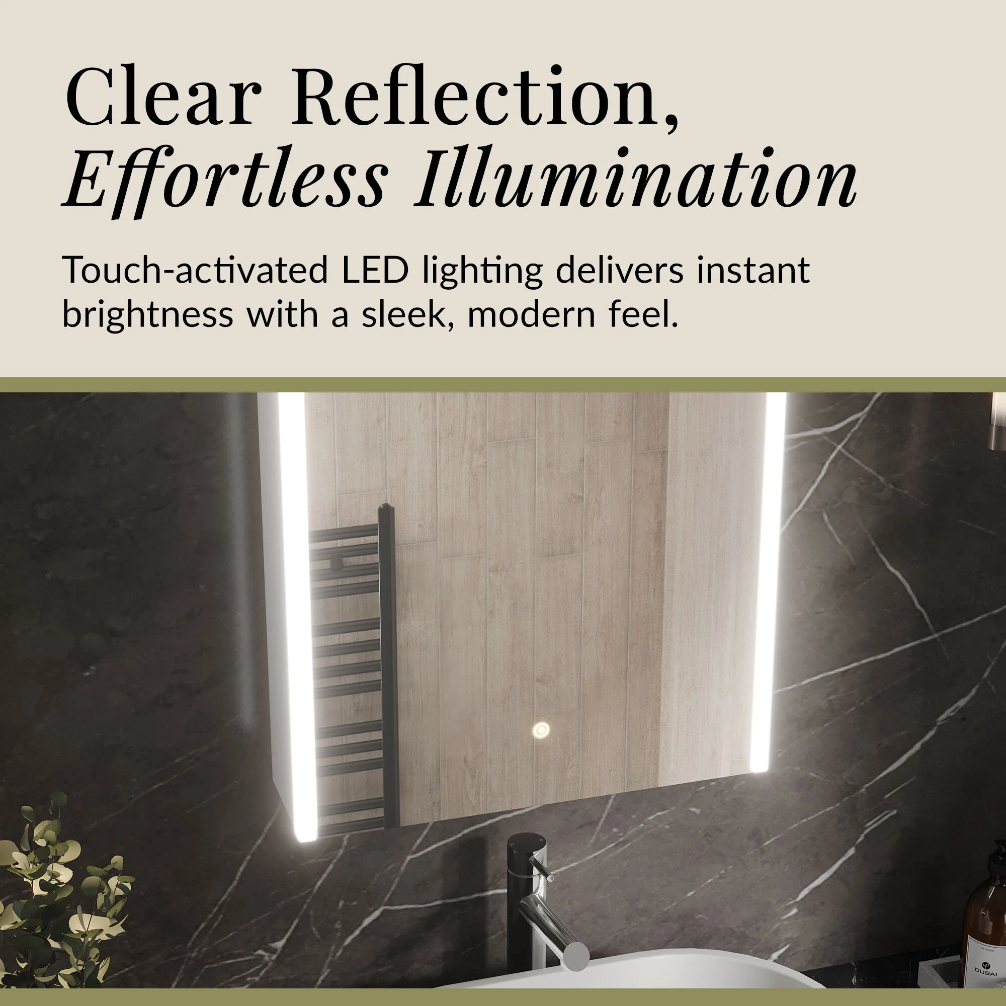 1 Door Touch Sensor Mirror Cabinet with 2 Shelves, Demister & Shaver Socket - Image 7