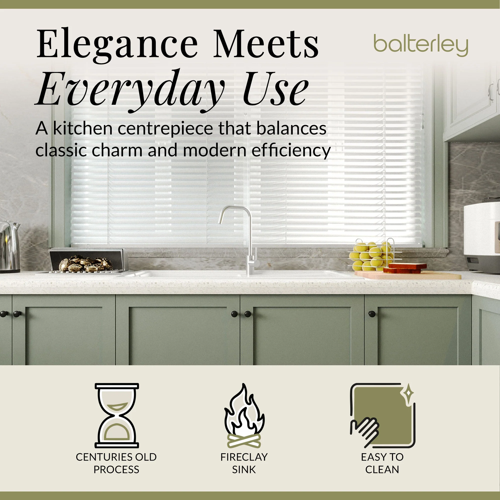 101cm 1 Bowl Fireclay Inset Kitchen Sink with Waste - 1010 x 525 x 235mm - Choice of Waste Finish - Image 6