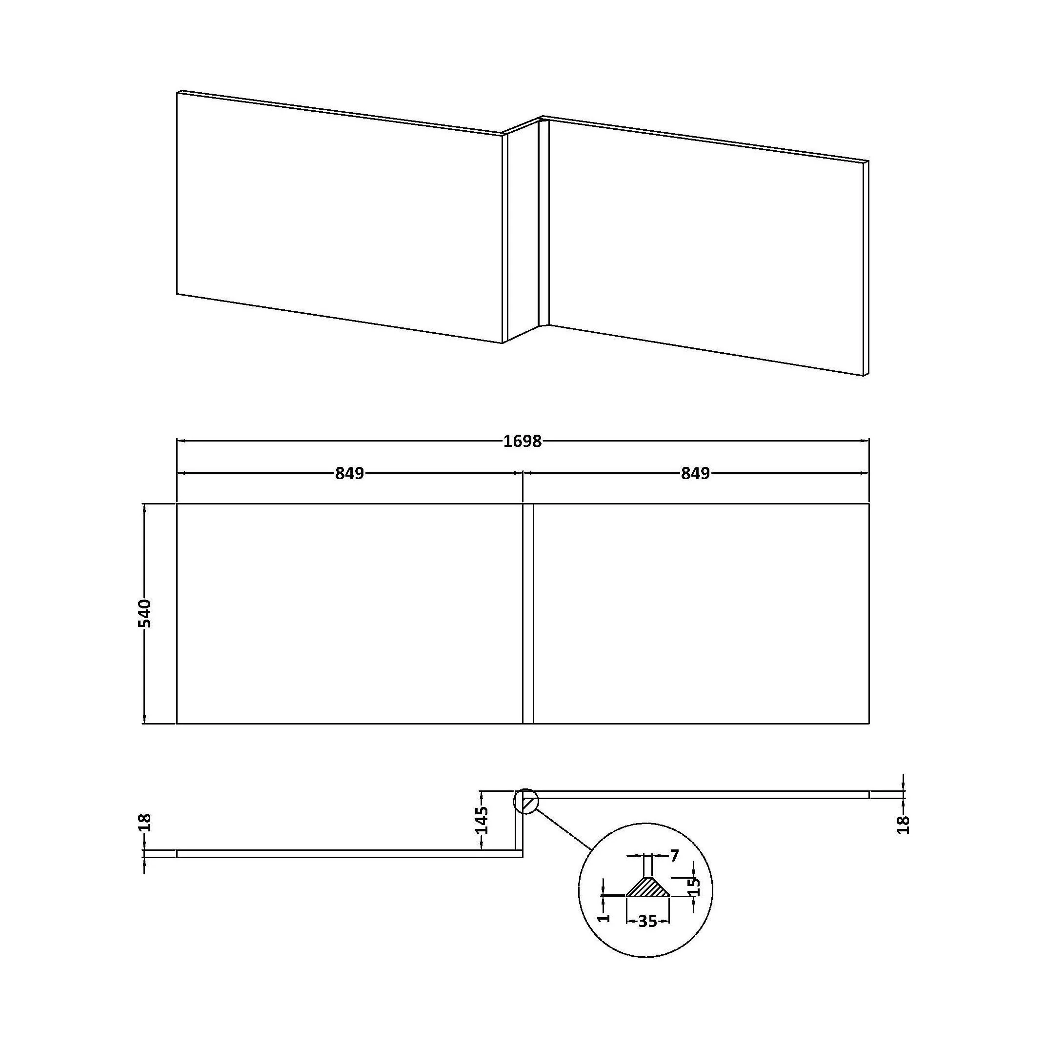 1700mm Square Bath Front Panel - Multiple Colours - Image 3
