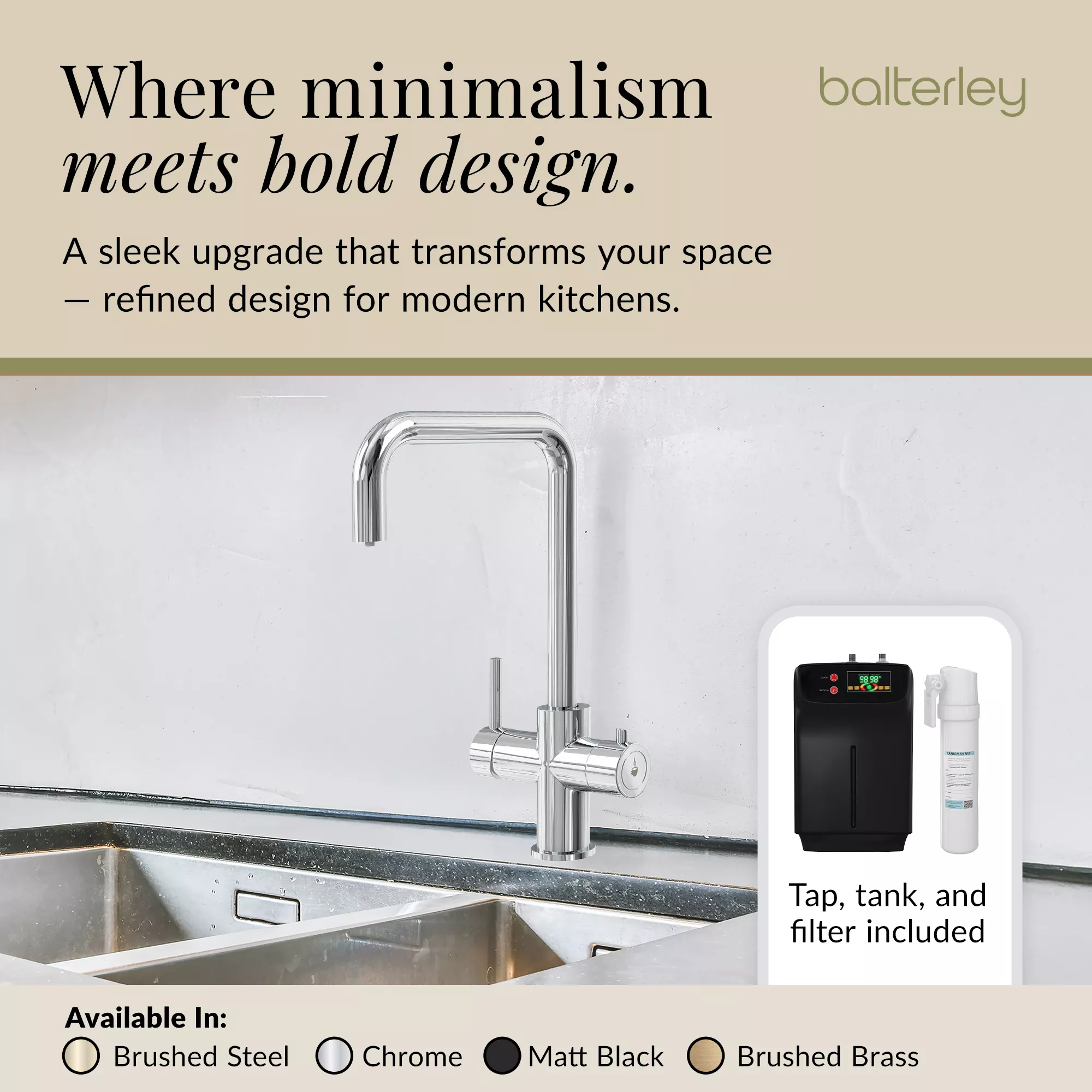 3 in 1 Boiling Water Tap Kit - Instant Hot Water Tap with Dual Lever Handles,Tank and Filter in a range of finishes - Image 27