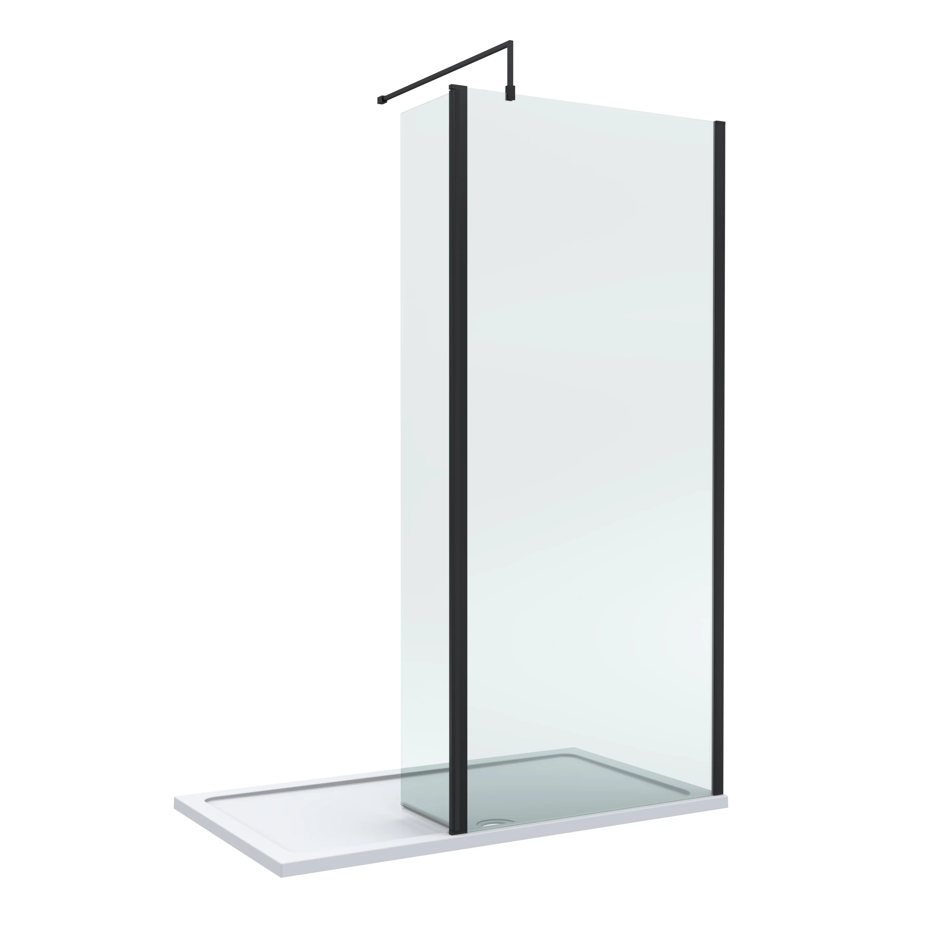 8mm Glass Walk In Wetroom Screen and Hinged Return Screen and Shower Tray - Choice of Size and Finish - Image 107