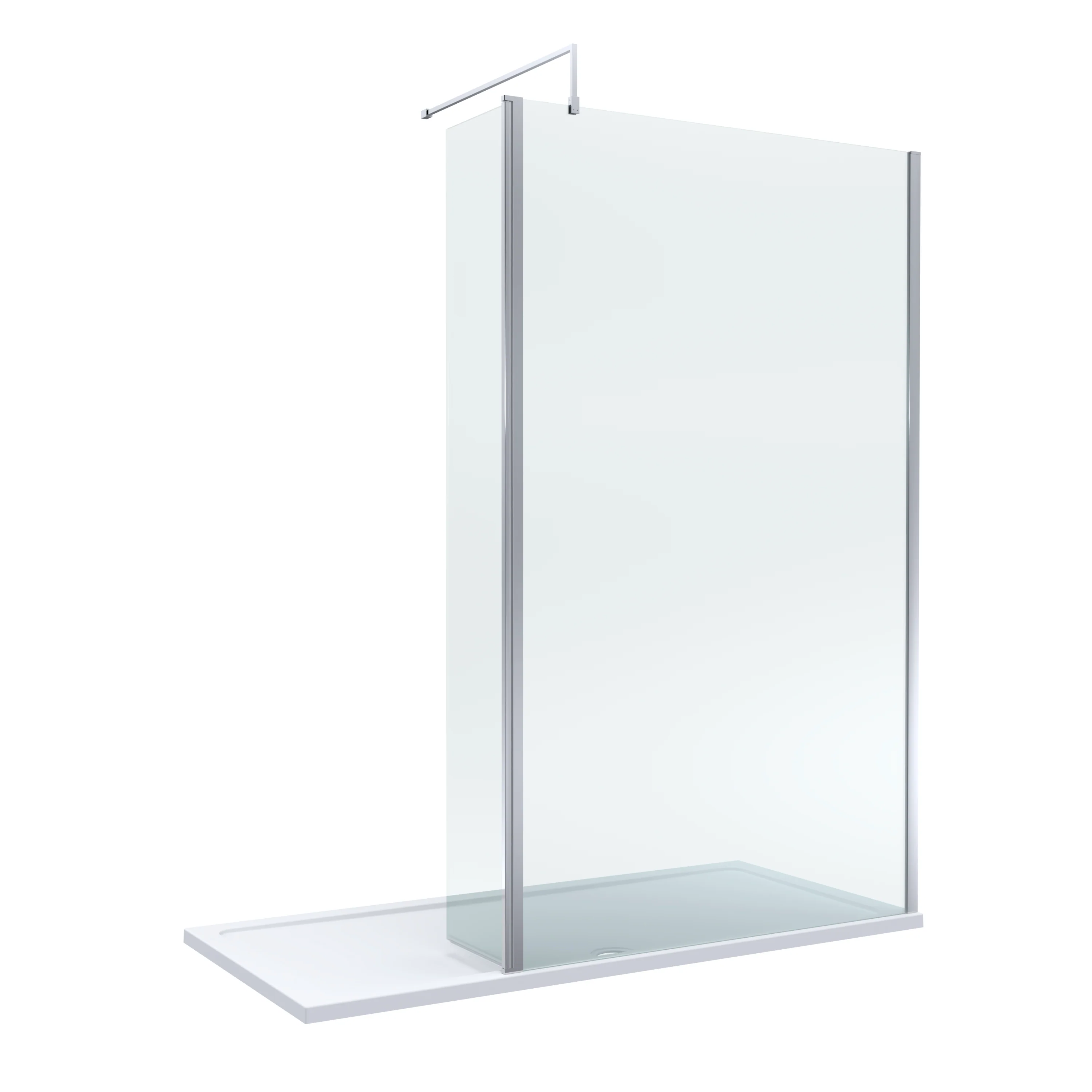 8mm Glass Walk In Wetroom Screen and Hinged Return Screen and Shower Tray - Choice of Size and Finish - Image 120