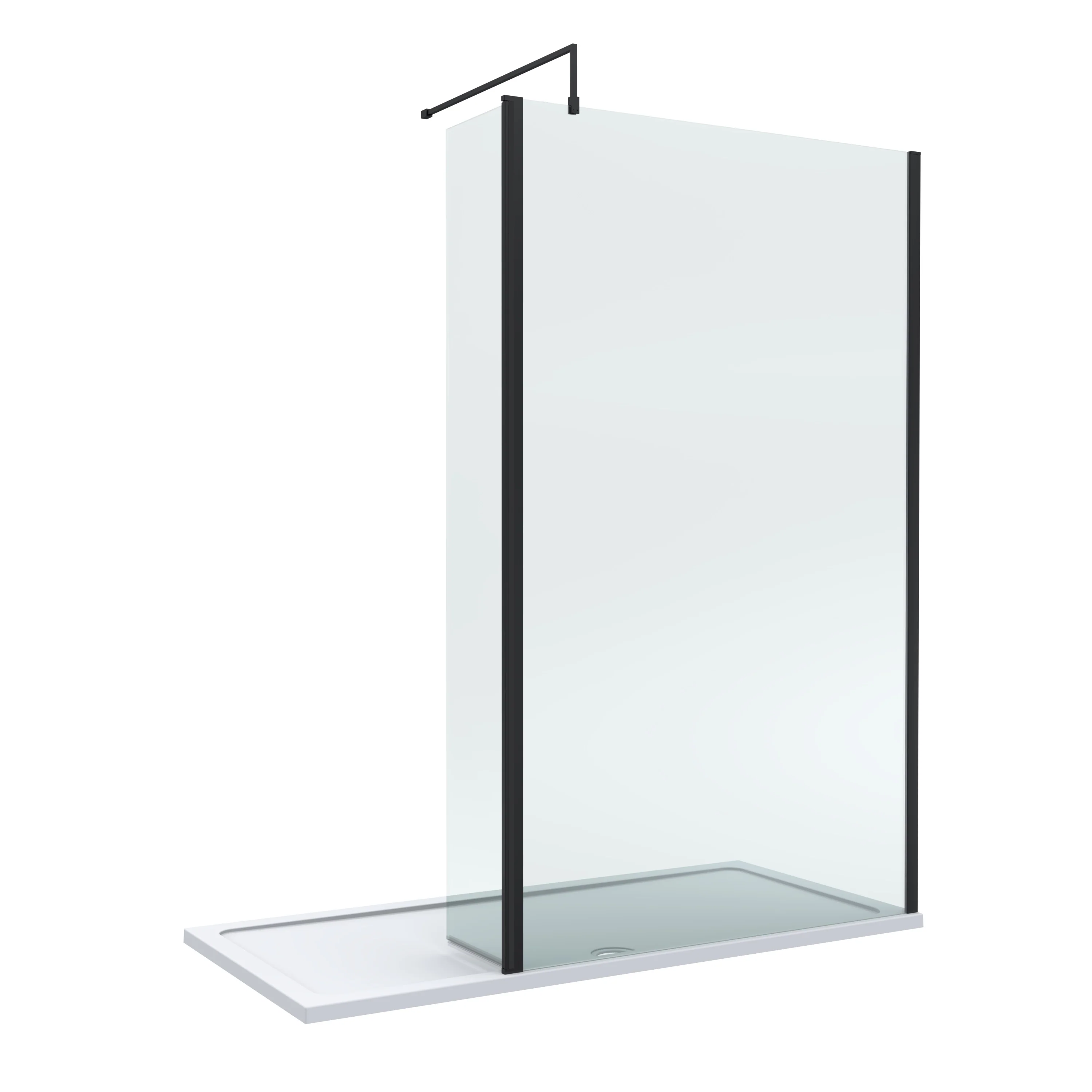 8mm Glass Walk In Wetroom Screen and Hinged Return Screen and Shower Tray - Choice of Size and Finish - Image 130