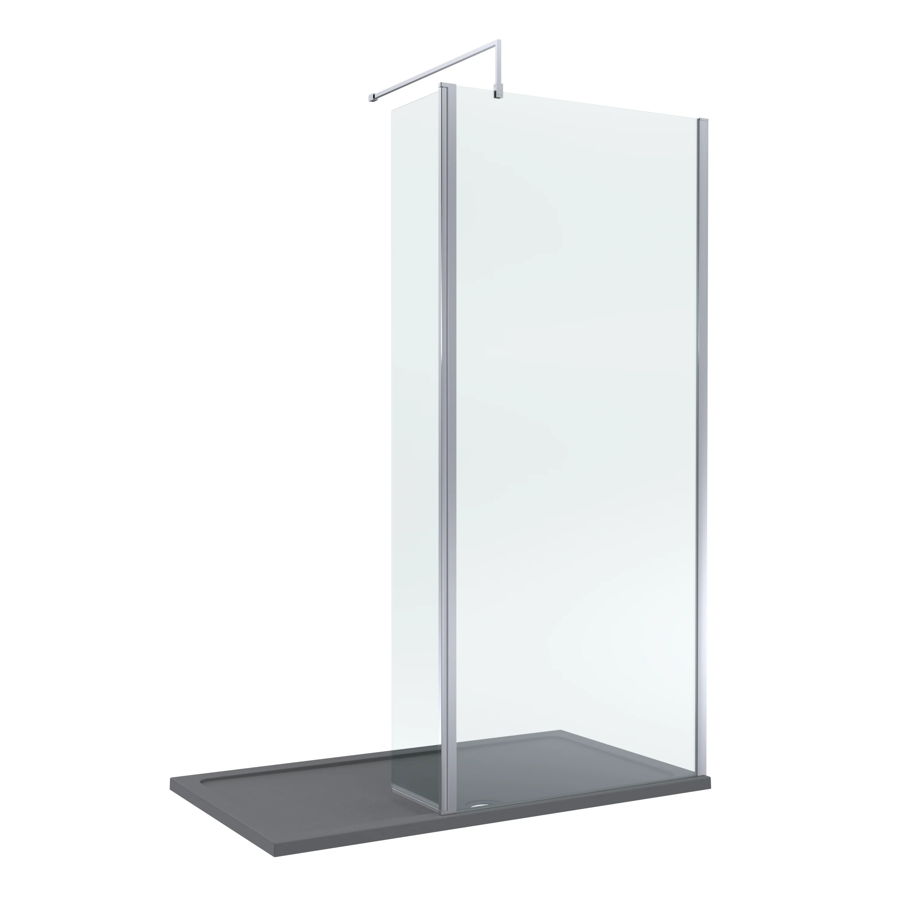 8mm Glass Walk In Wetroom Screen and Hinged Return Screen and Shower Tray - Choice of Size and Finish - Image 159