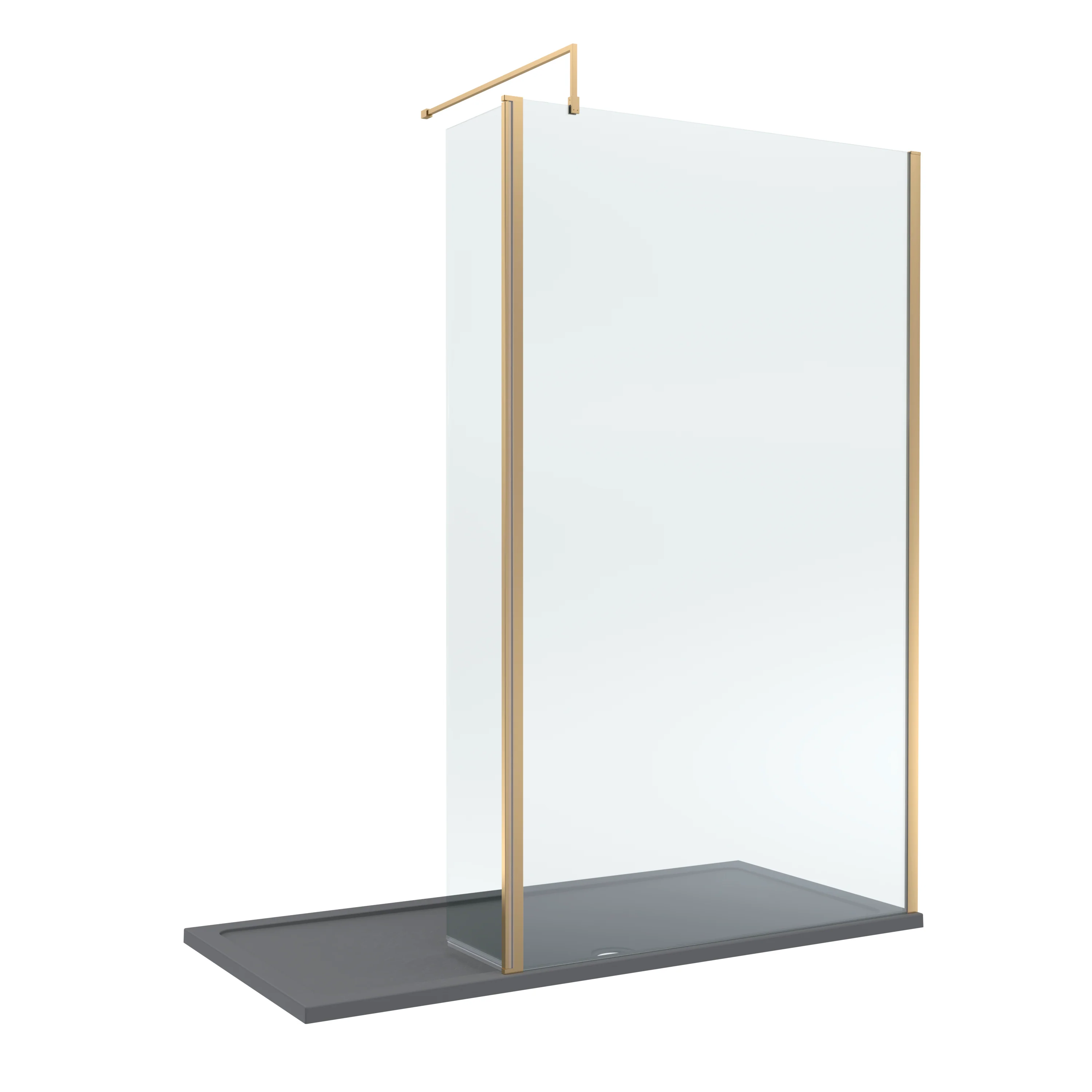 8mm Glass Walk In Wetroom Screen and Hinged Return Screen and Shower Tray - Choice of Size and Finish - Image 175
