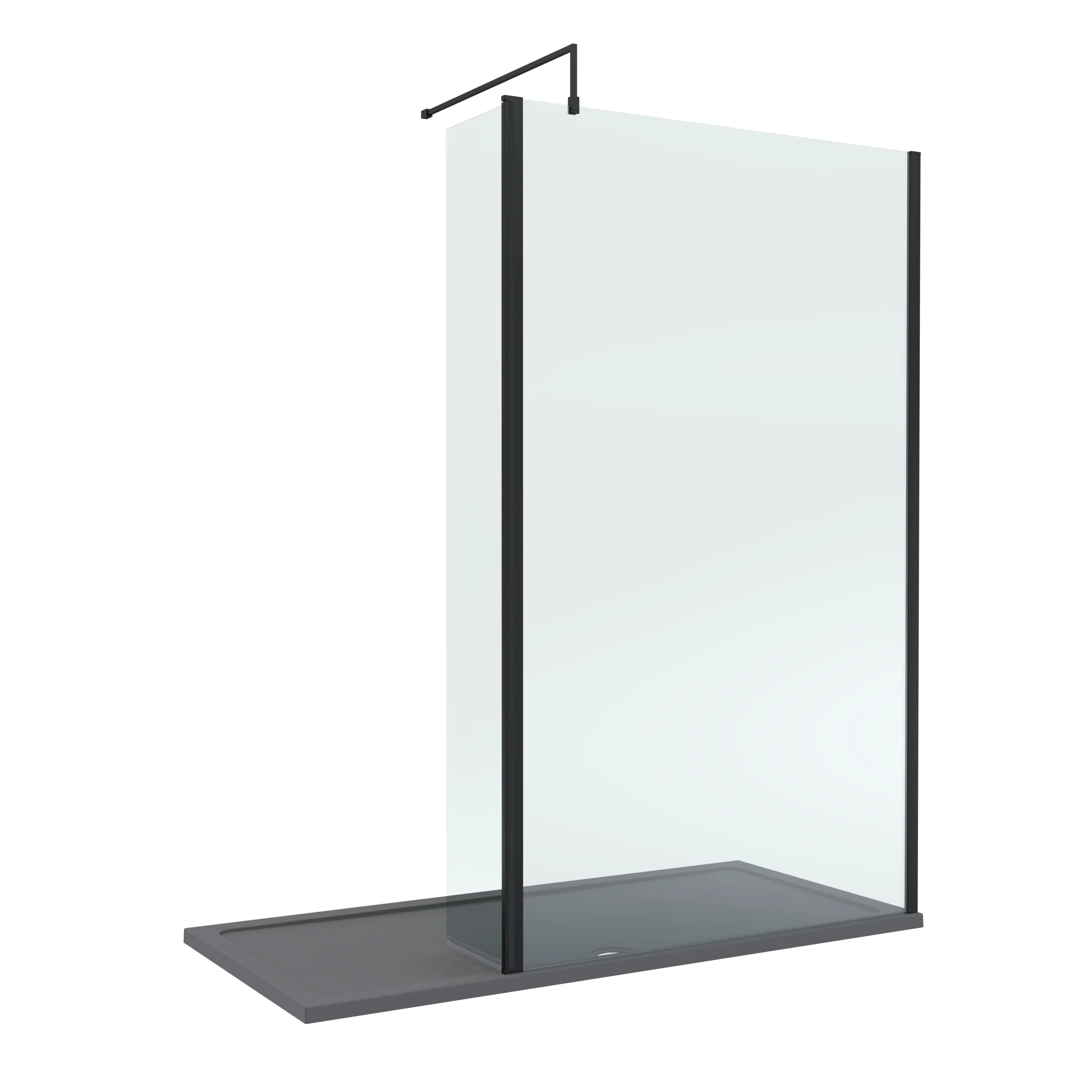 8mm Glass Walk In Wetroom Screen and Hinged Return Screen and Shower Tray - Choice of Size and Finish - Image 180