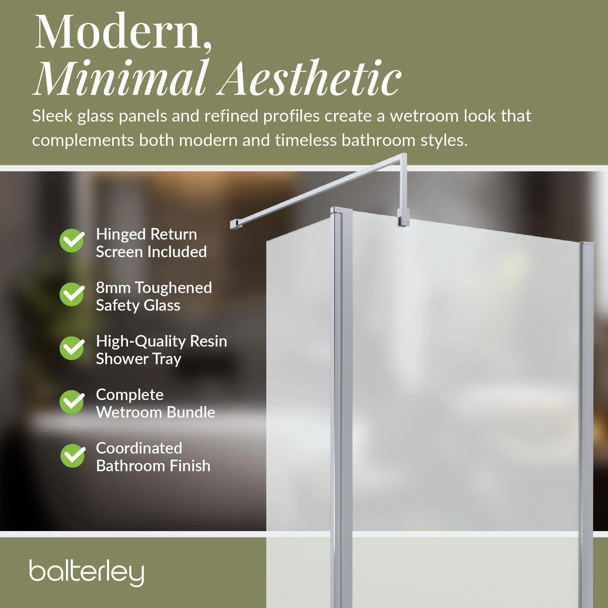 8mm Glass Walk In Wetroom Screen and Hinged Return Screen and Shower Tray - Choice of Size and Finish - Image 202