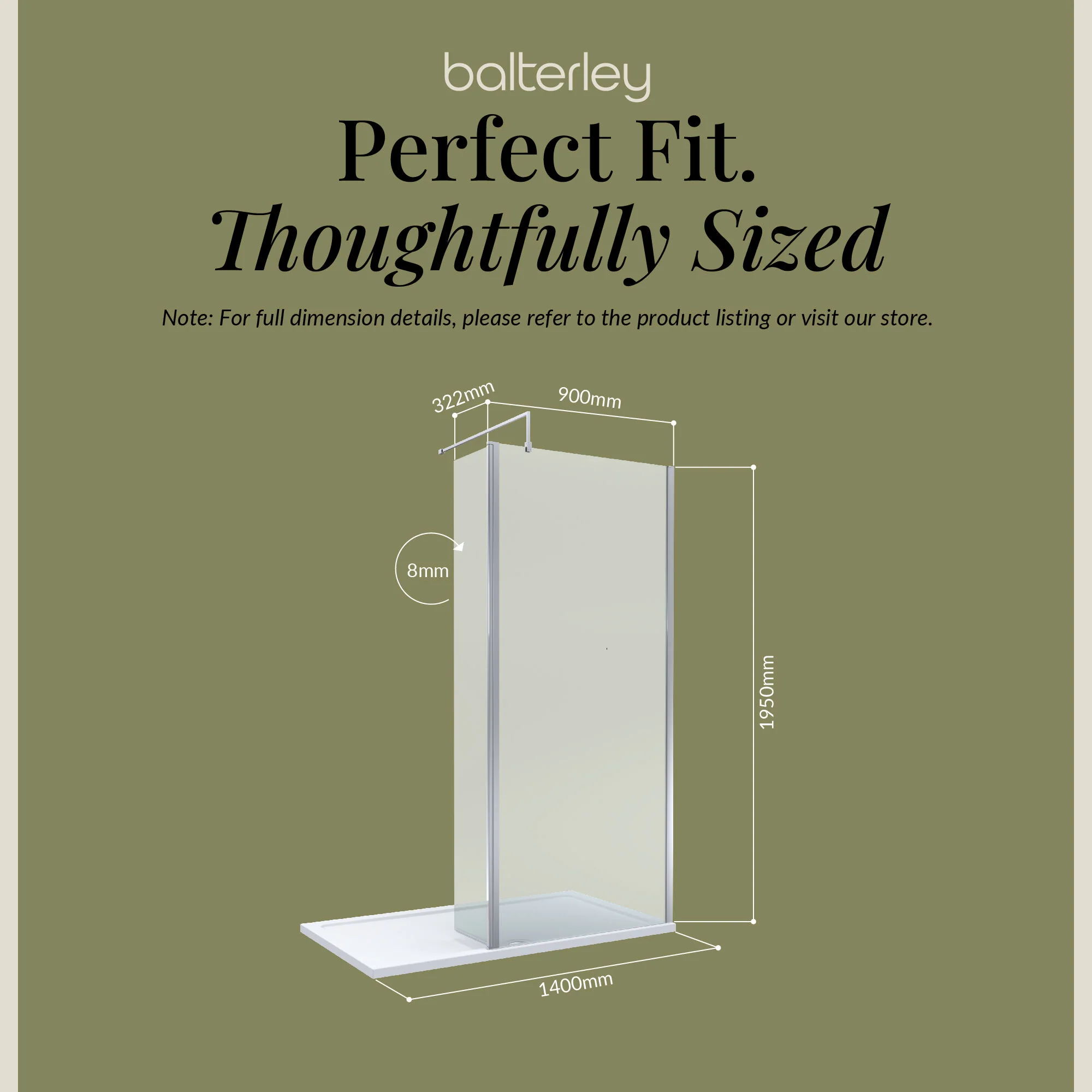 8mm Glass Walk In Wetroom Screen and Hinged Return Screen and Shower Tray - Choice of Size and Finish - Image 219