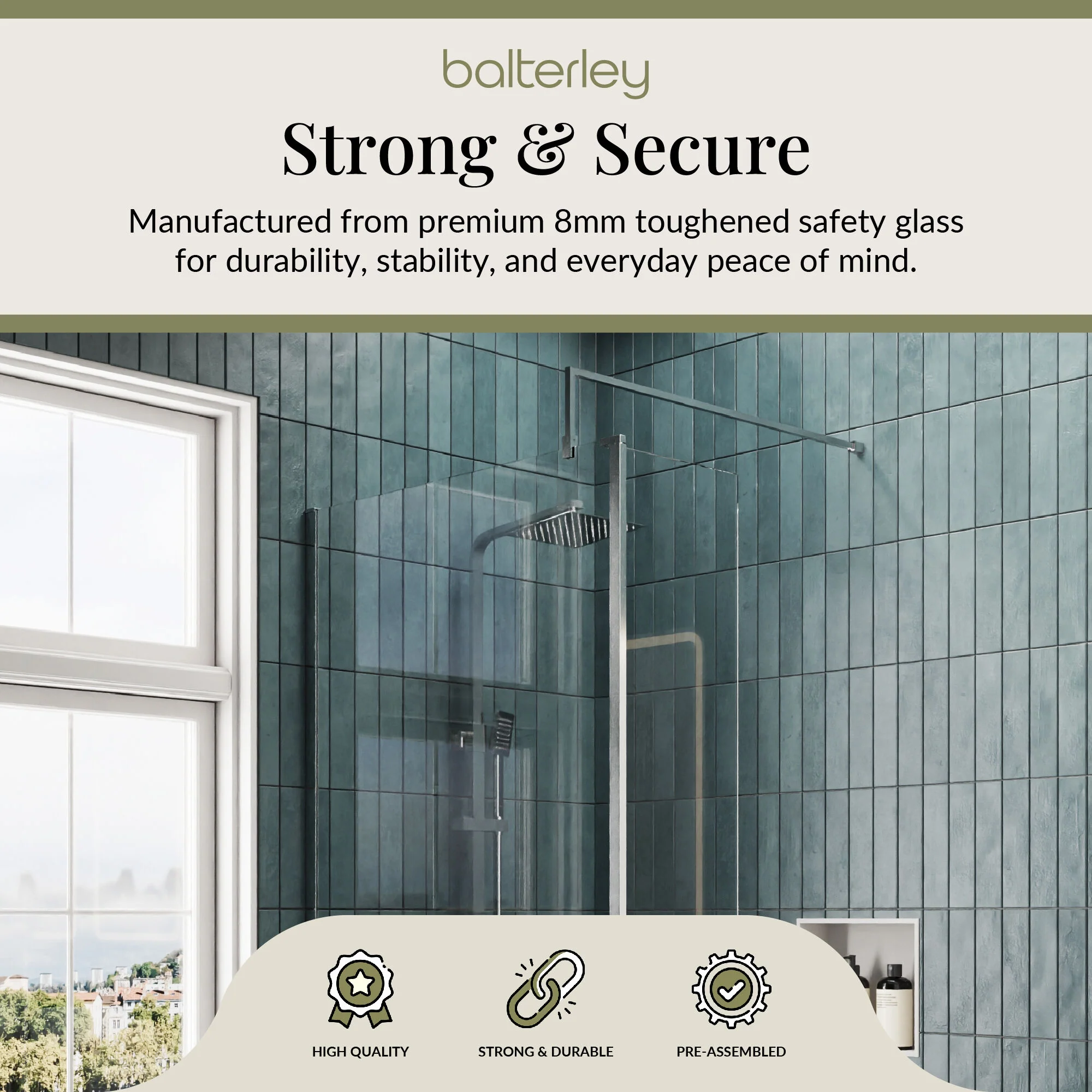 8mm Glass Walk In Wetroom Screen and Hinged Return Screen and Shower Tray - Choice of Size and Finish - Image 220