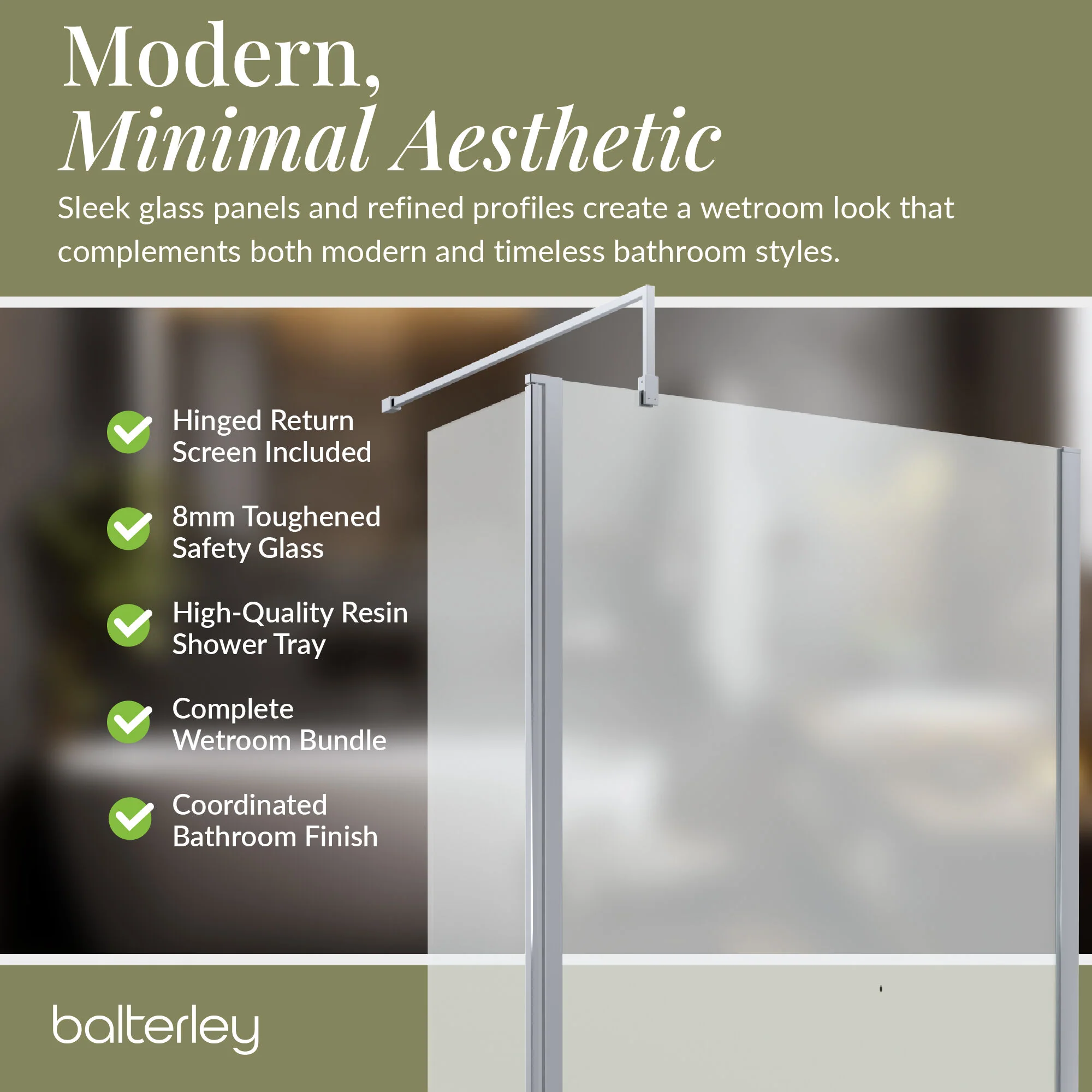8mm Glass Walk In Wetroom Screen and Hinged Return Screen and Shower Tray - Choice of Size and Finish - Image 221