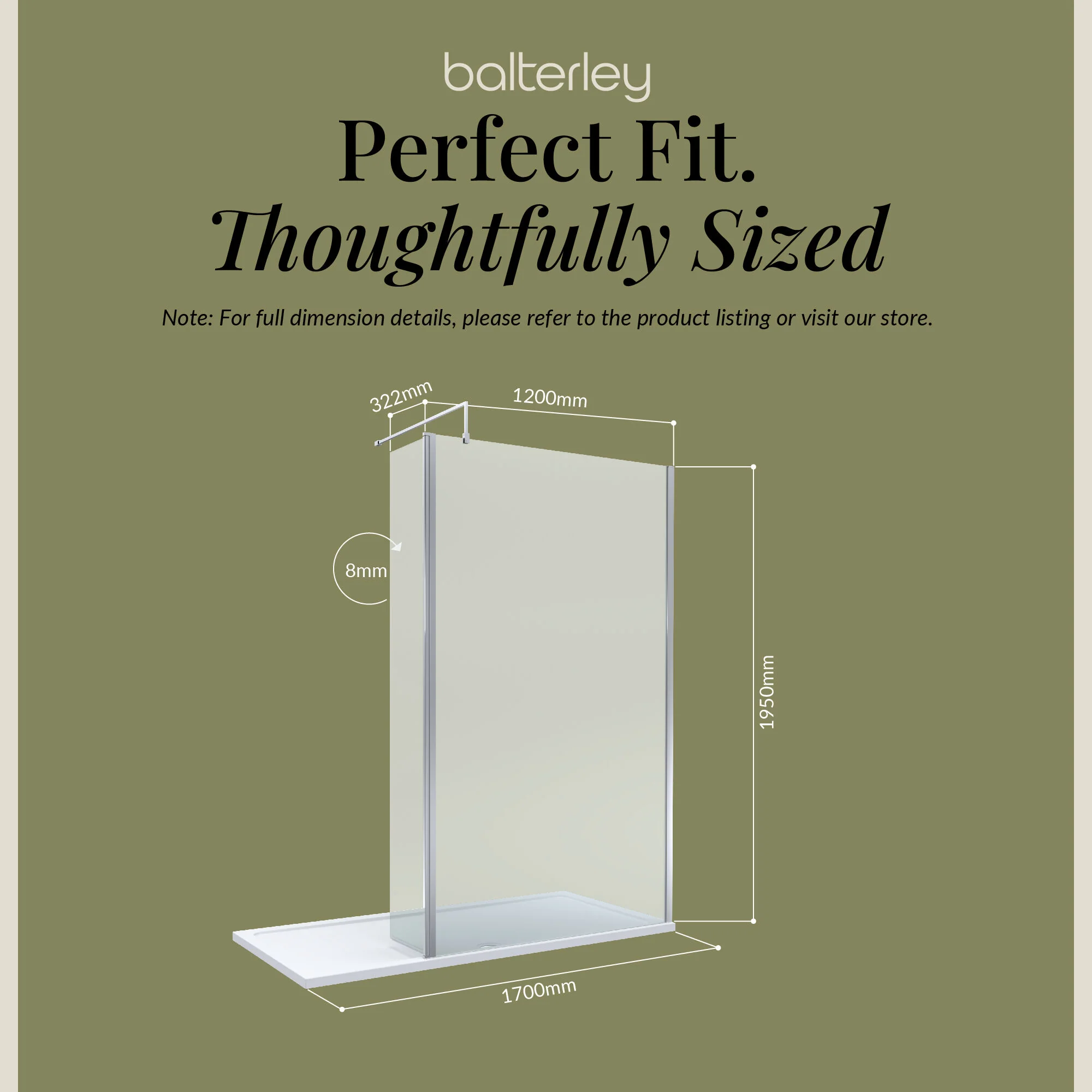 8mm Glass Walk In Wetroom Screen and Hinged Return Screen and Shower Tray - Choice of Size and Finish - Image 234