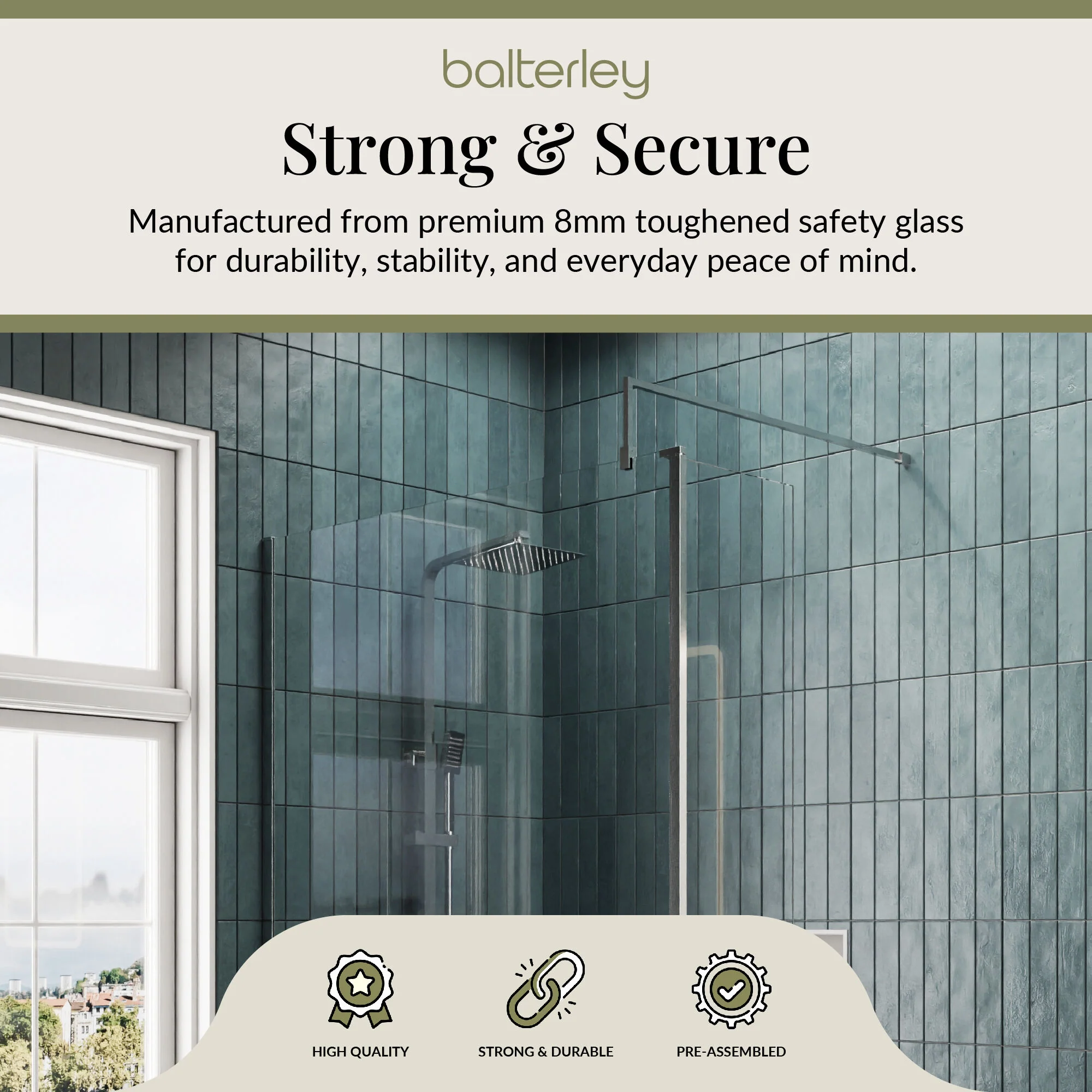 8mm Glass Walk In Wetroom Screen and Hinged Return Screen and Shower Tray - Choice of Size and Finish - Image 237