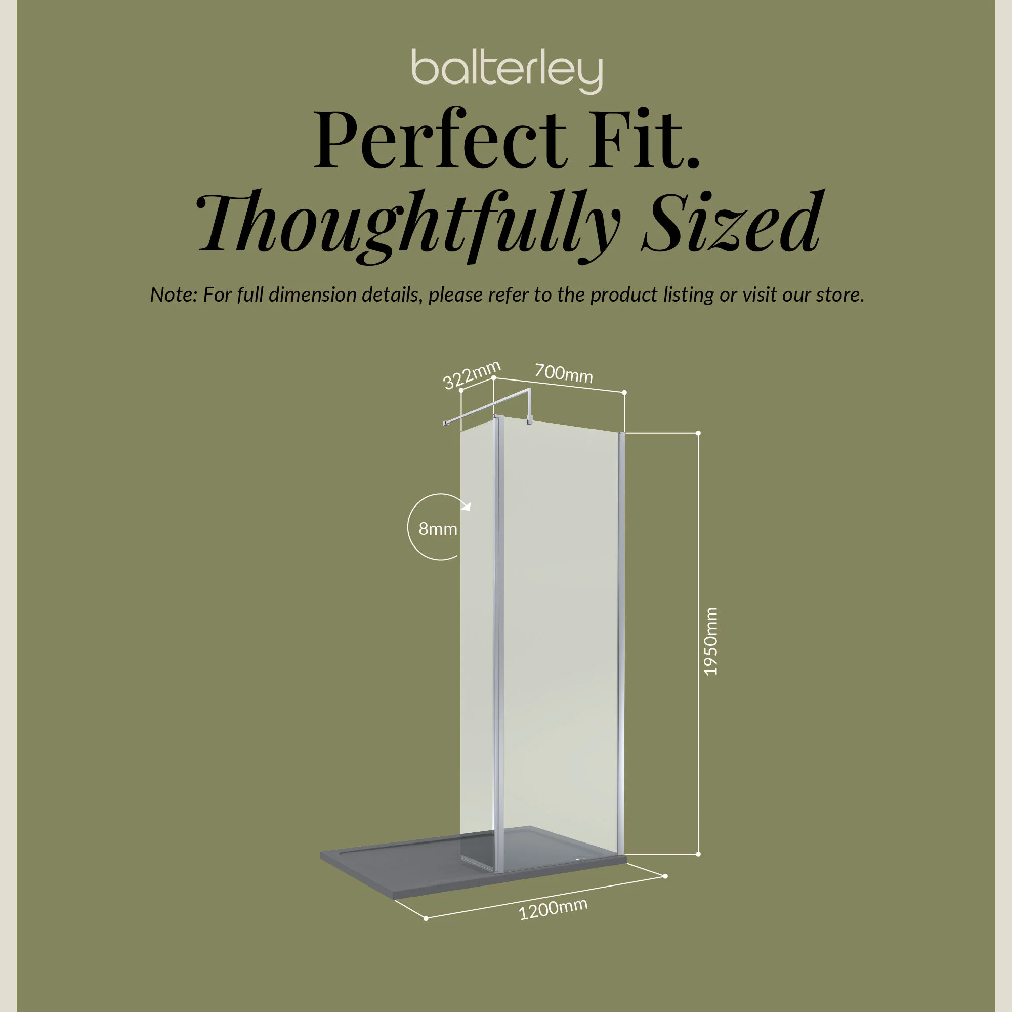 8mm Glass Walk In Wetroom Screen and Hinged Return Screen and Shower Tray - Choice of Size and Finish - Image 249