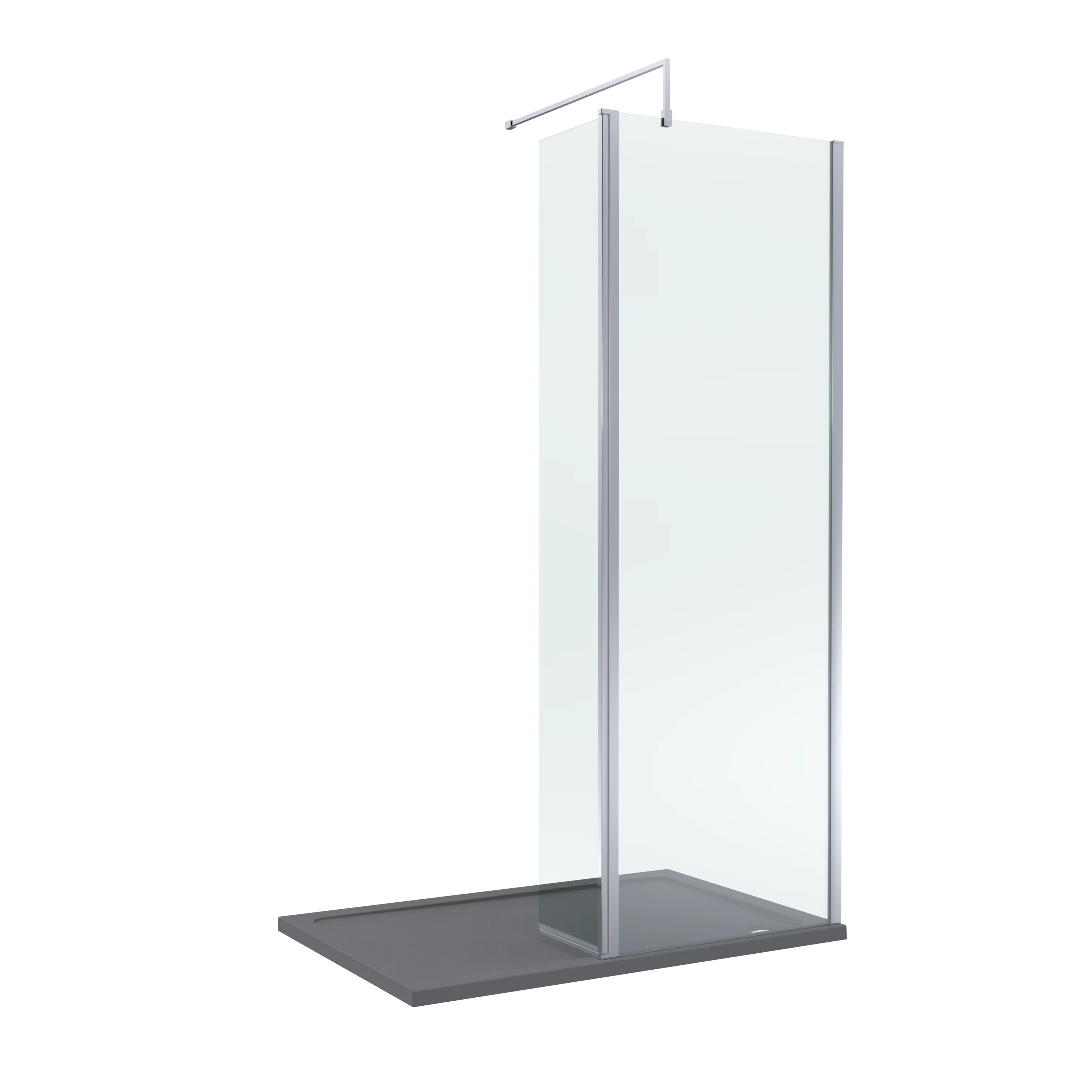 8mm Glass Walk In Wetroom Screen and Hinged Return Screen and Shower Tray - Choice of Size and Finish - Image 56
