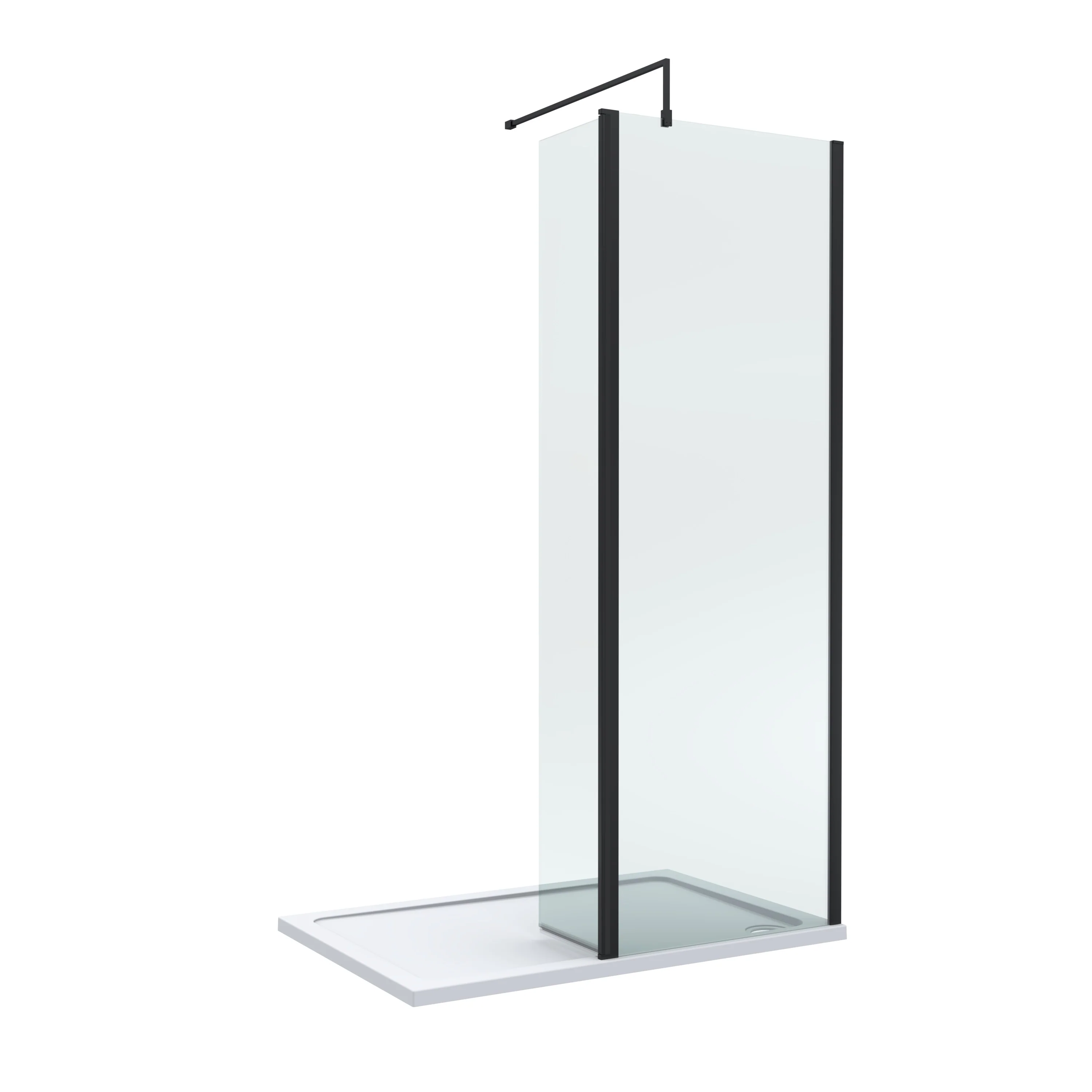 8mm Glass Walk In Wetroom Screen and Hinged Return Screen and Shower Tray - Choice of Size and Finish - Image 6