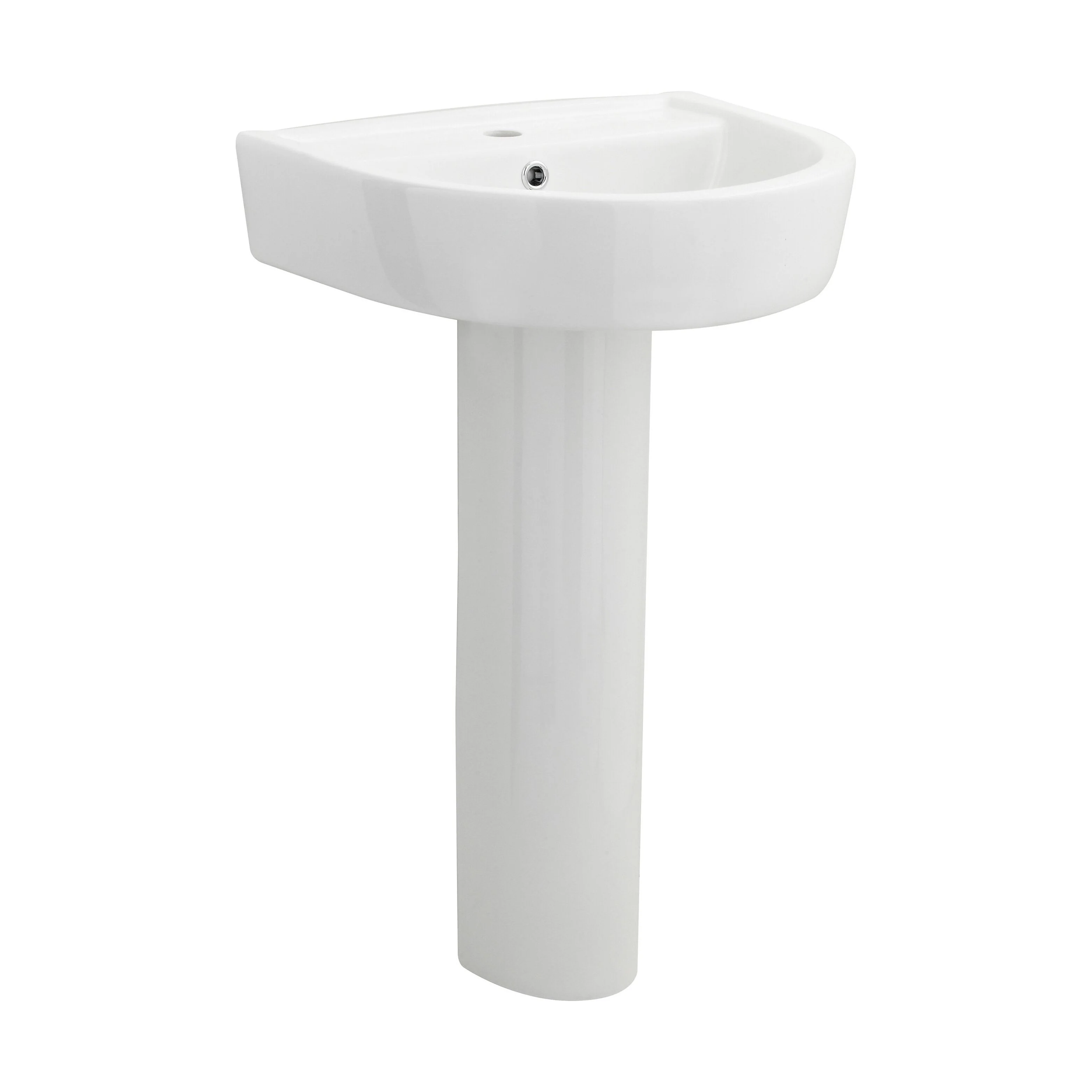 Dilhorne D Shaped 1 Tap Hole Ceramic Basin and Pedestal - 520mm or 420mm - Choice of Semi or Full Pedestal - Image 12