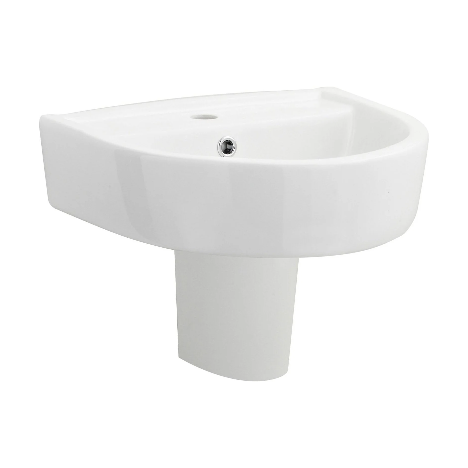 Dilhorne D Shaped 1 Tap Hole Ceramic Basin and Pedestal - 520mm or 420mm - Choice of Semi or Full Pedestal - Image 15