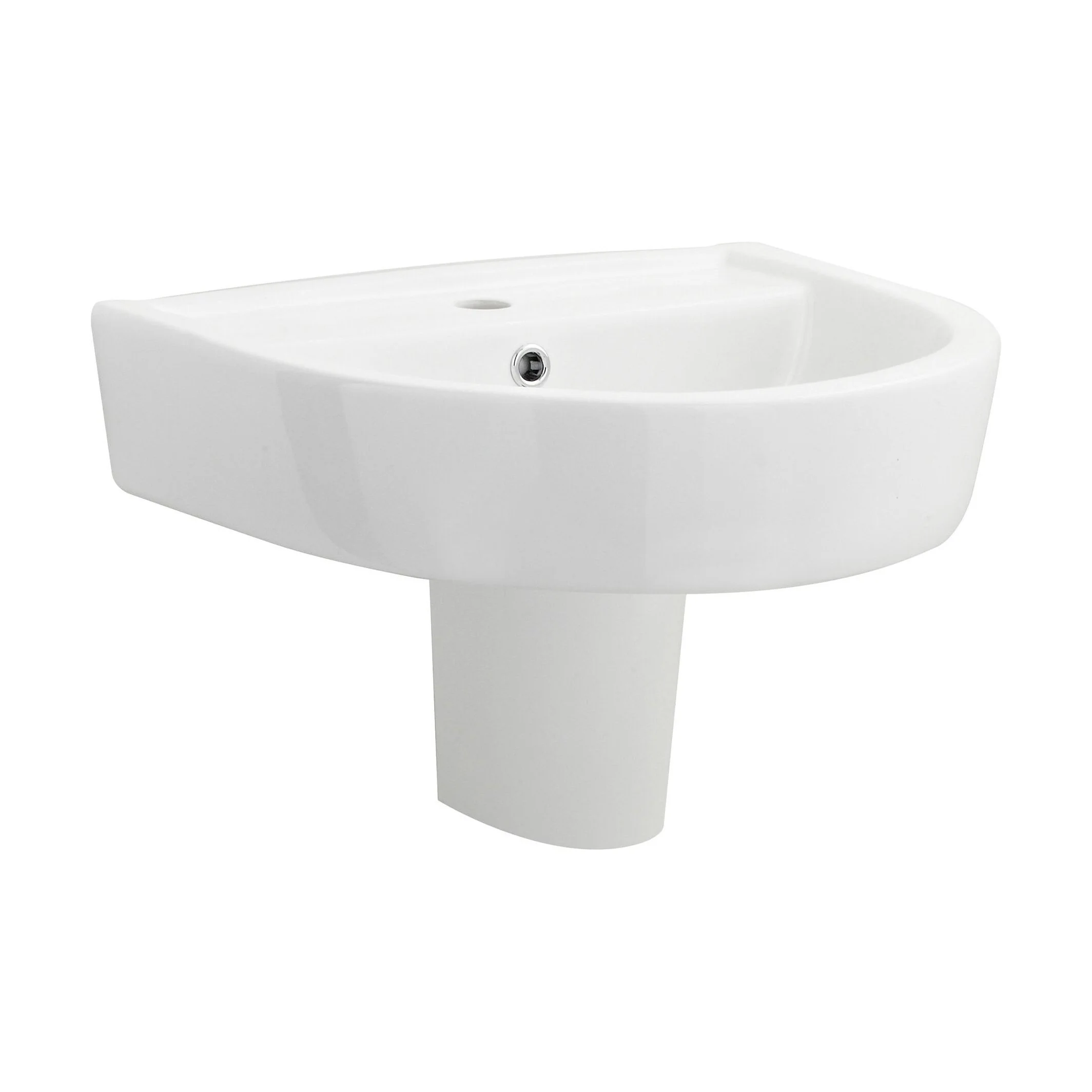 Dilhorne D Shaped 1 Tap Hole Ceramic Basin and Pedestal - 520mm or 420mm - Choice of Semi or Full Pedestal - Image 18