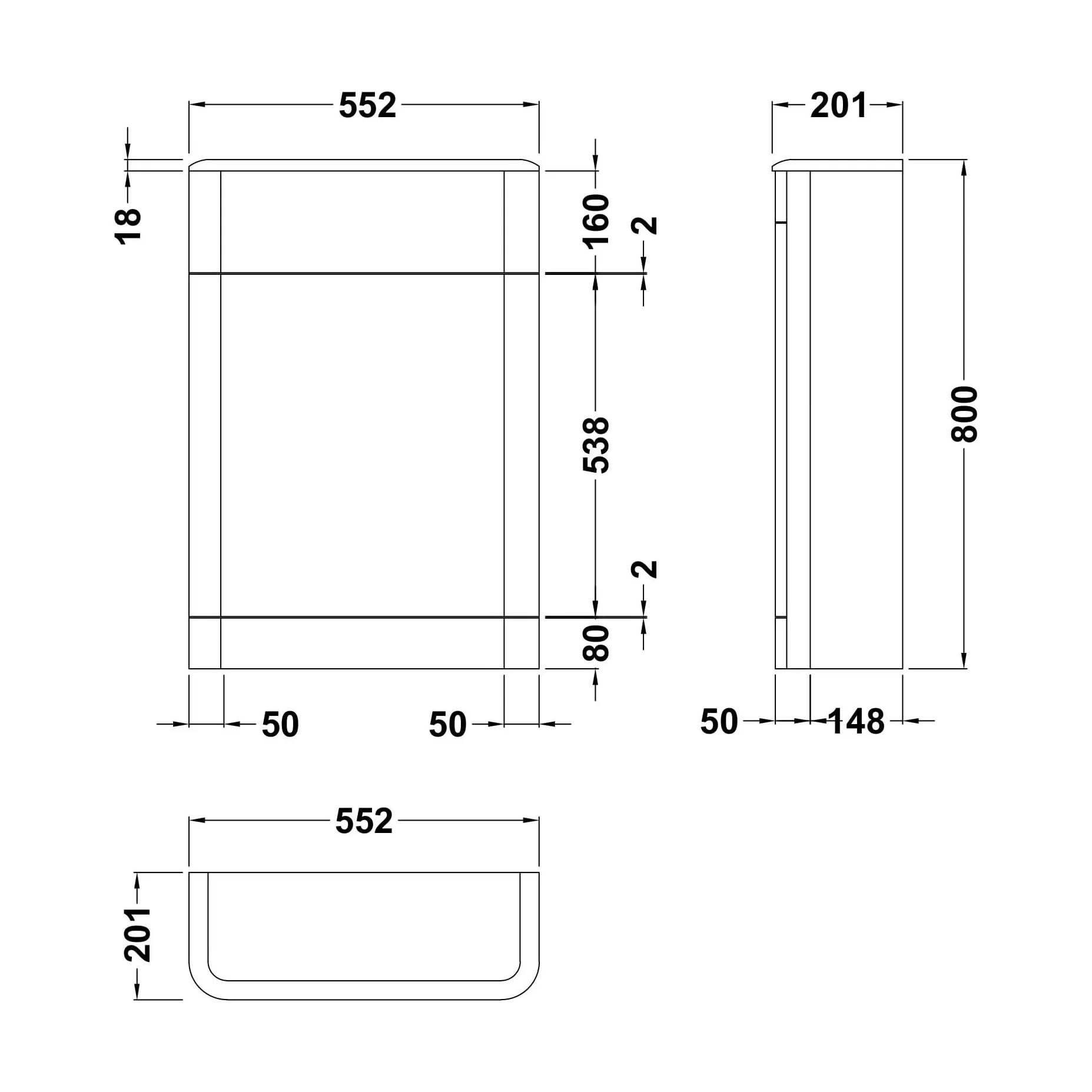 Croxden Floor Standing WC Toilet Unit - 800 x 550 x 200mm - Choice of Colour - Image 6