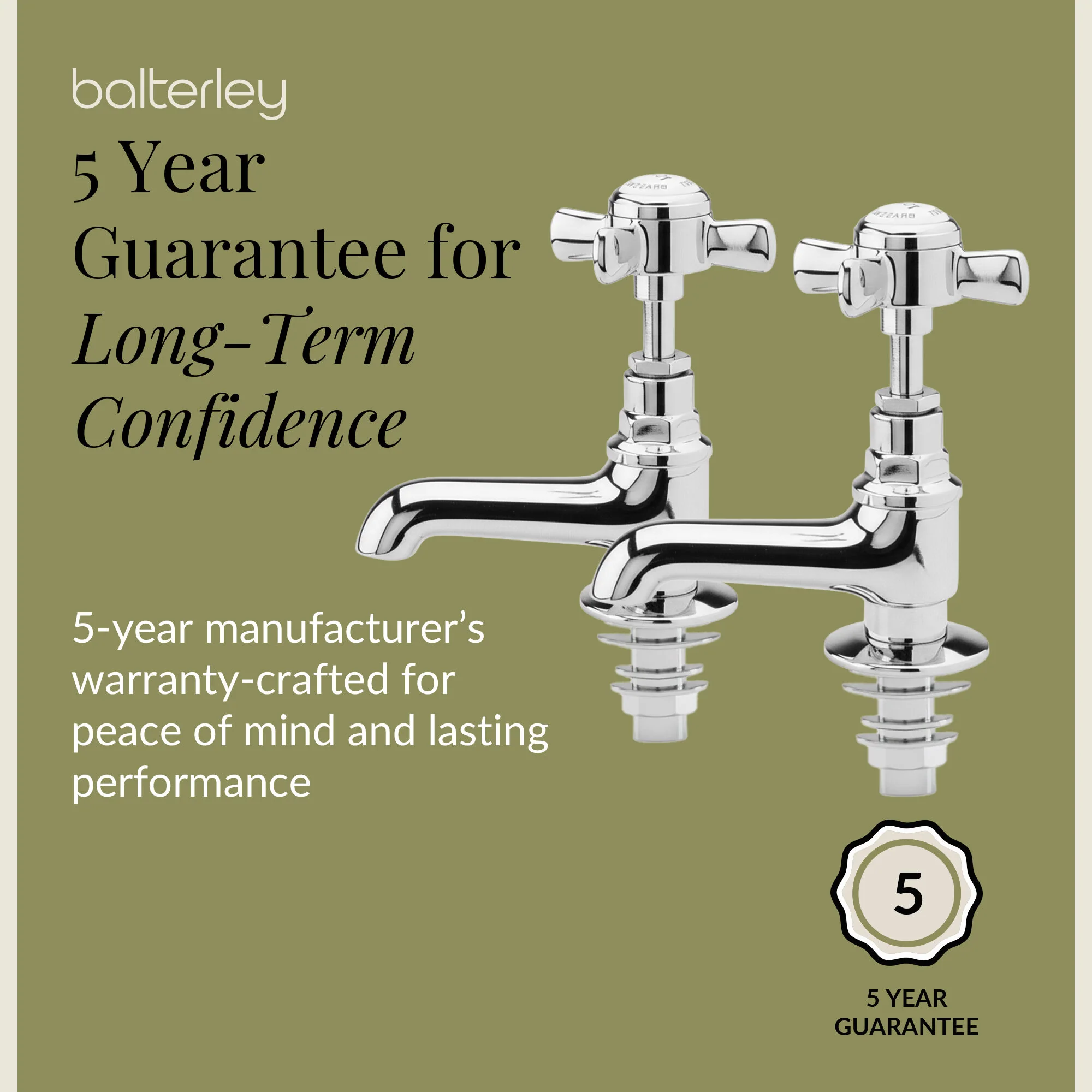 Balterley Hanchurch Basin Pillar Taps with Crosshead Handles - Chrome or Brushed Brass - Image 7