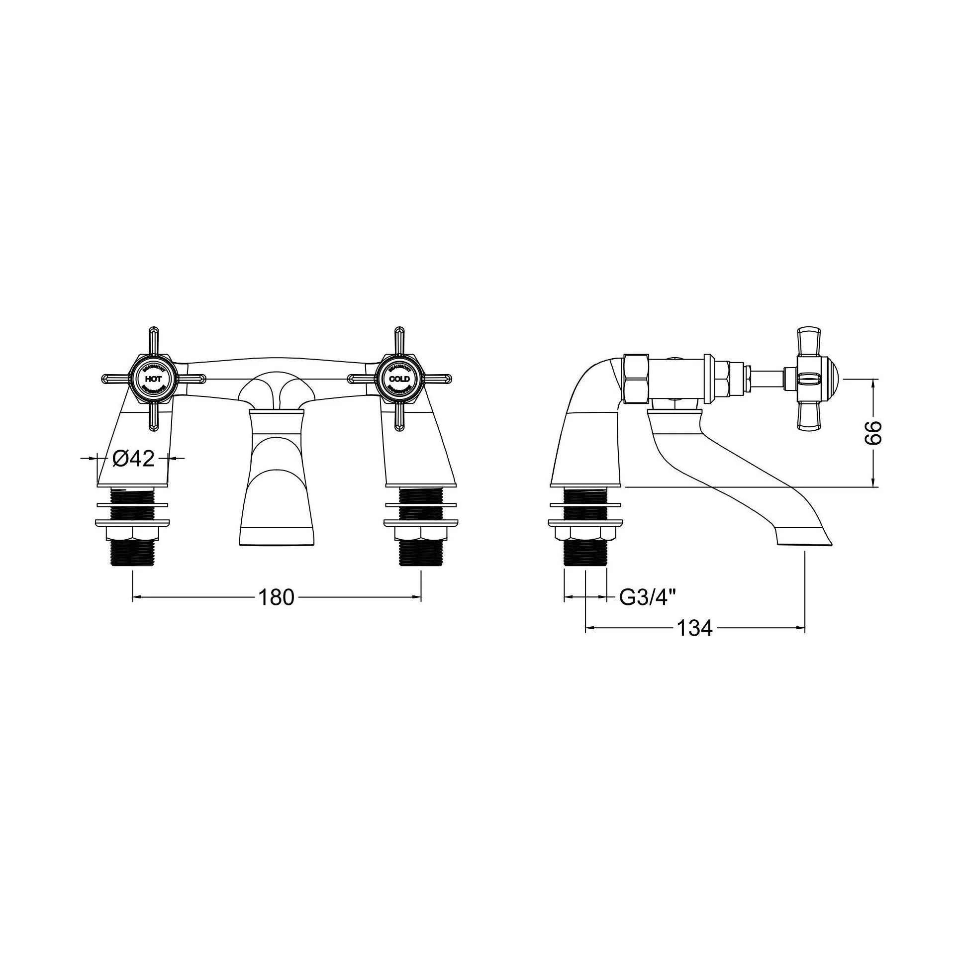Balterley Hanchurch Bath Filler Tap - Chrome or Brushed Brass - Image 4