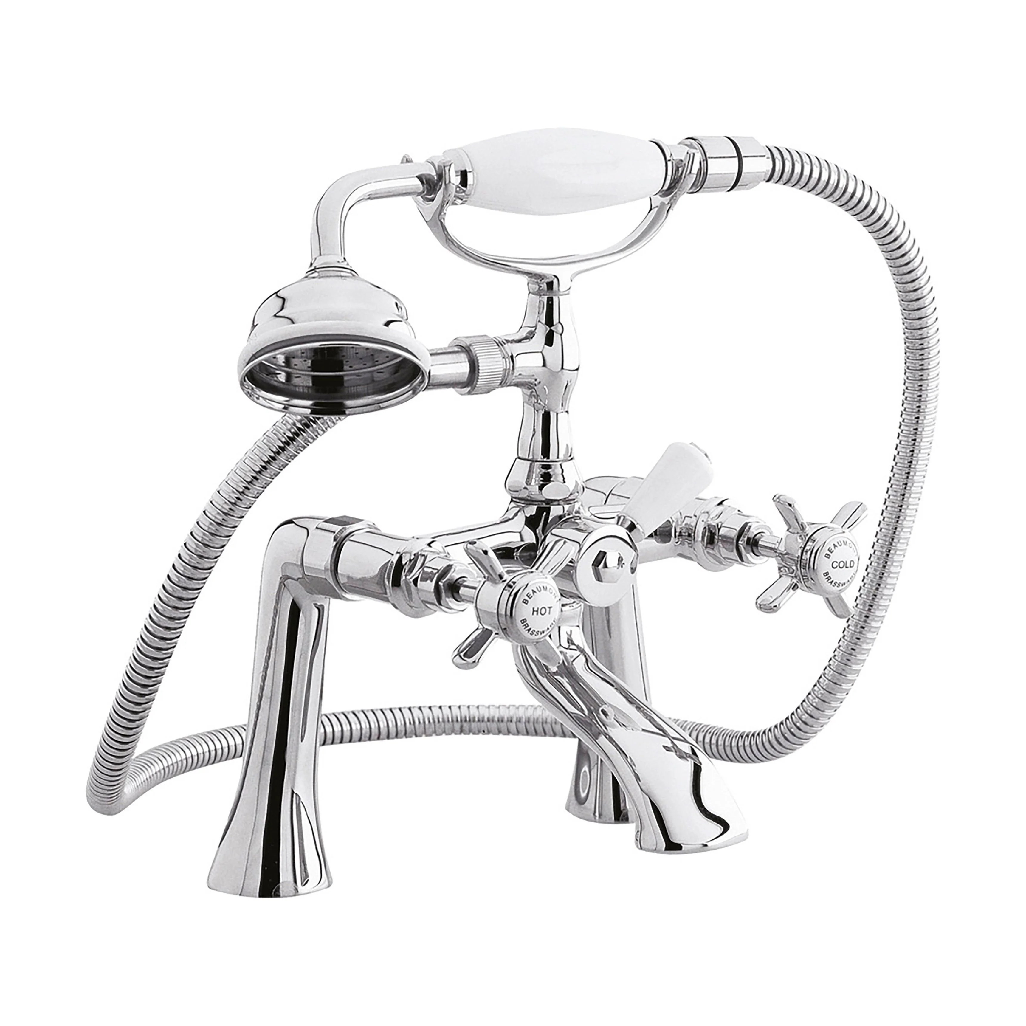 Balterley Hanchurch Traditional Bath Shower Mixer Tap with Shower Kit - Chrome or Brushed Brass - Image 2