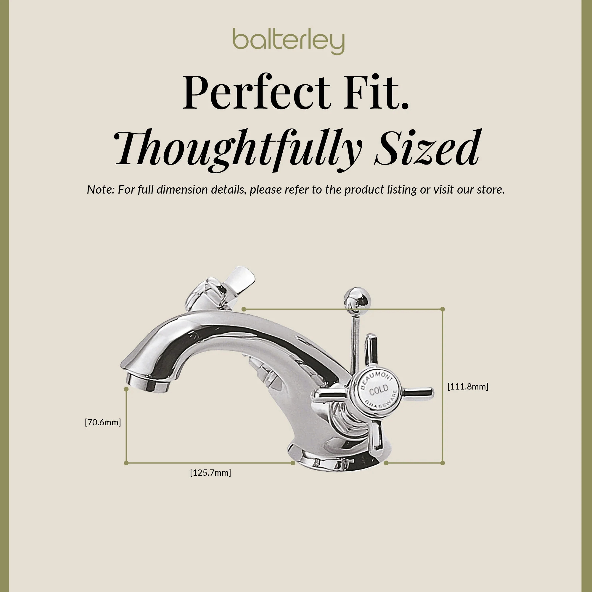 Balterley Hanchurch Traditional Mono Basin Mixer Tap - Chrome or Brushed Brass - Image 9