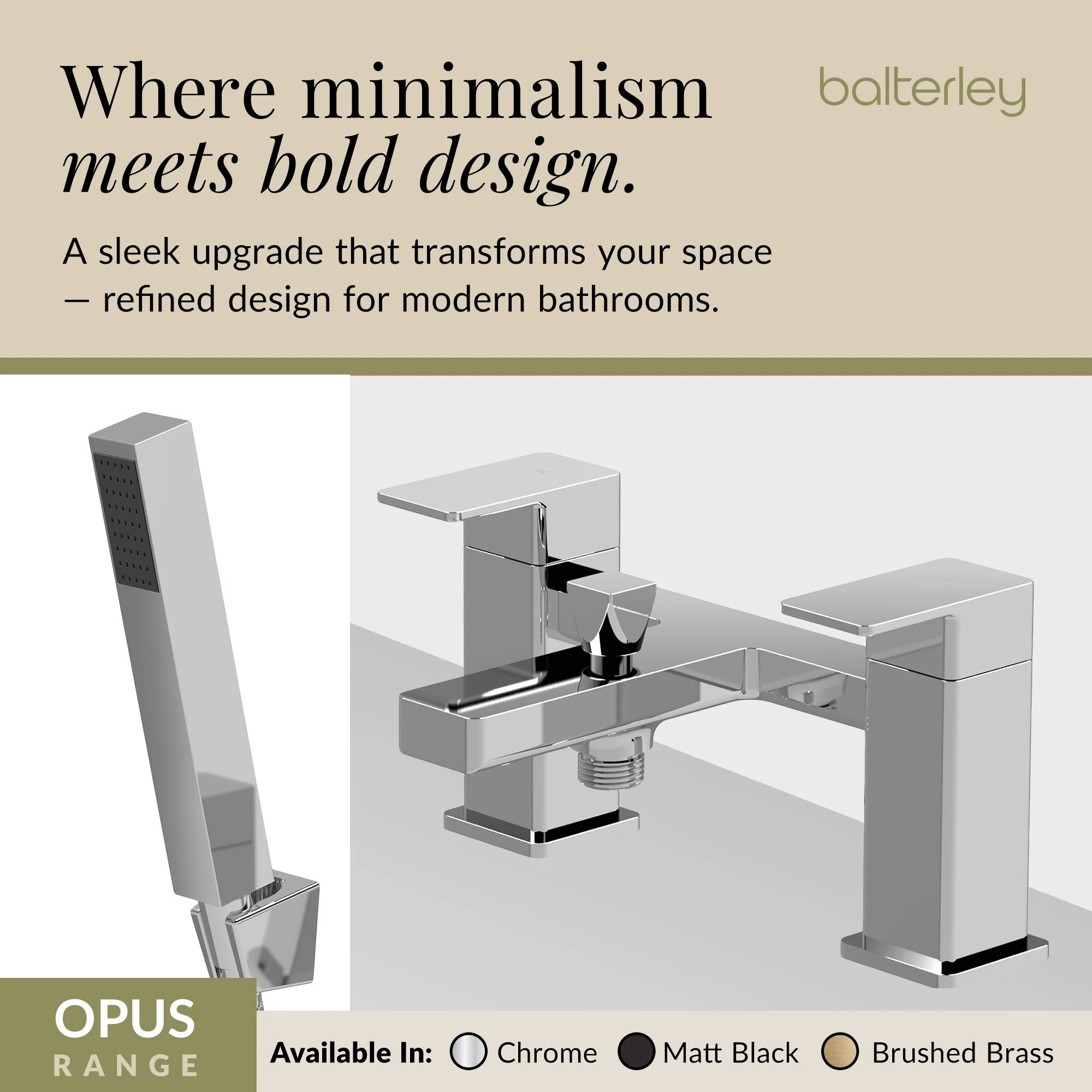 Milldale Square Deck Mounted Dual Lever Bath Shower Mixer Tap with Kit - Choice of Finish - Image 12