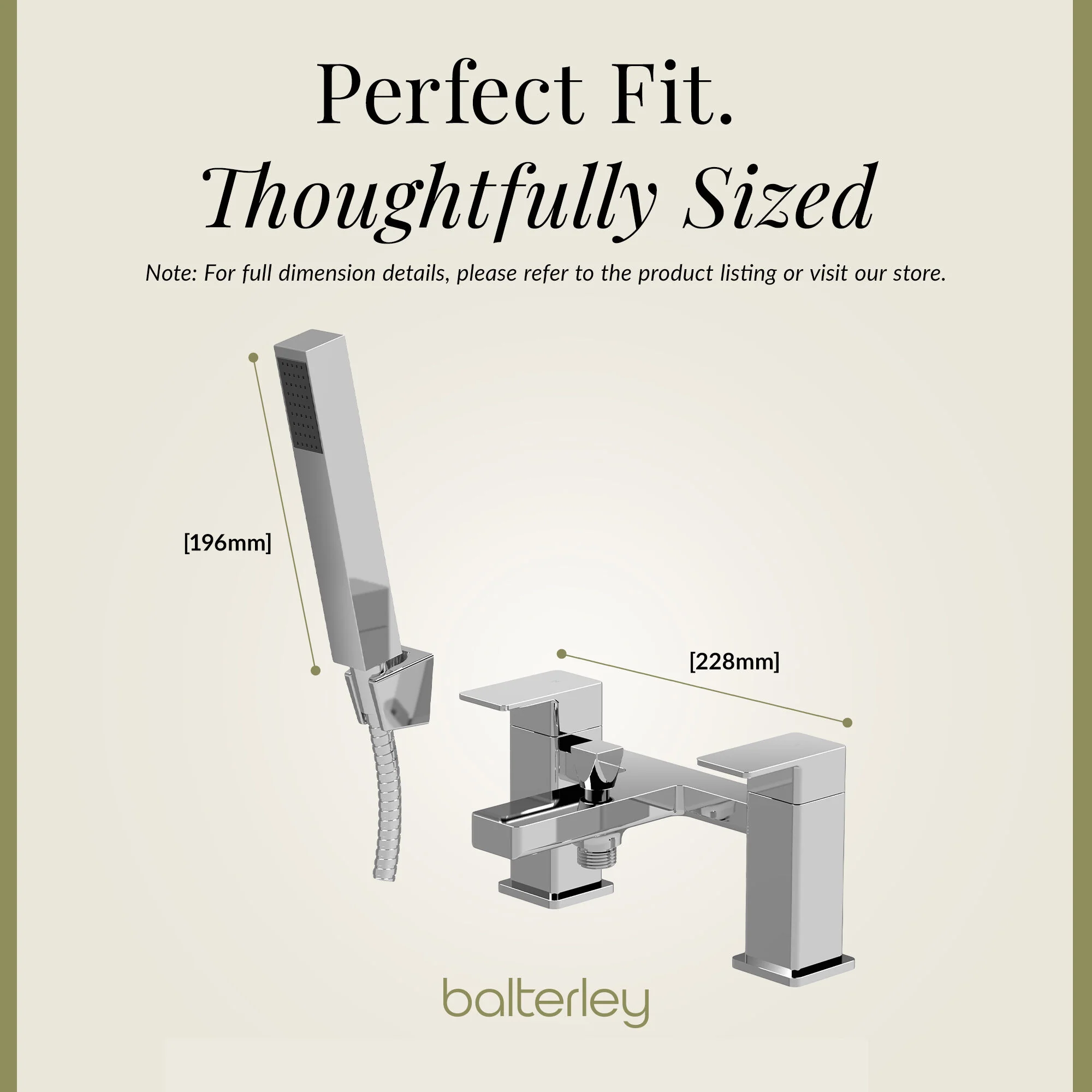 Milldale Square Deck Mounted Dual Lever Bath Shower Mixer Tap with Kit - Choice of Finish - Image 13