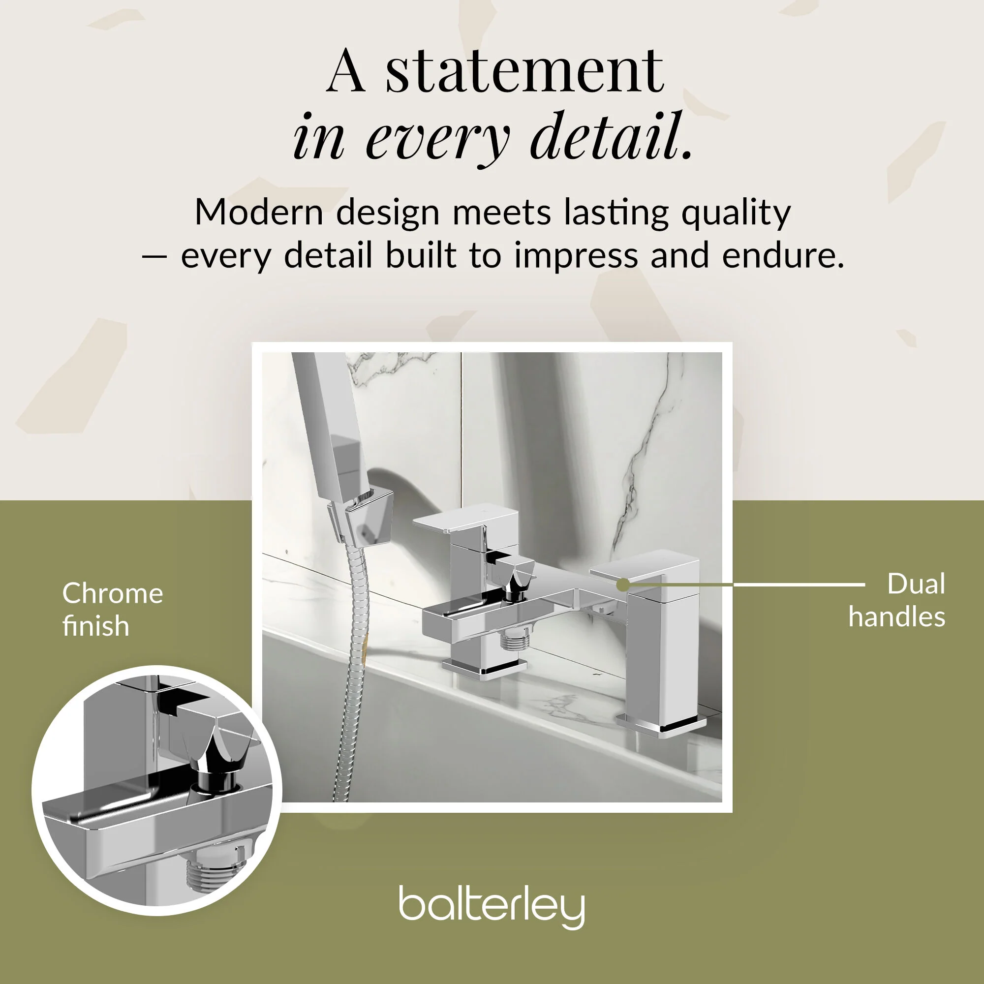 Milldale Square Deck Mounted Dual Lever Bath Shower Mixer Tap with Kit - Choice of Finish - Image 15