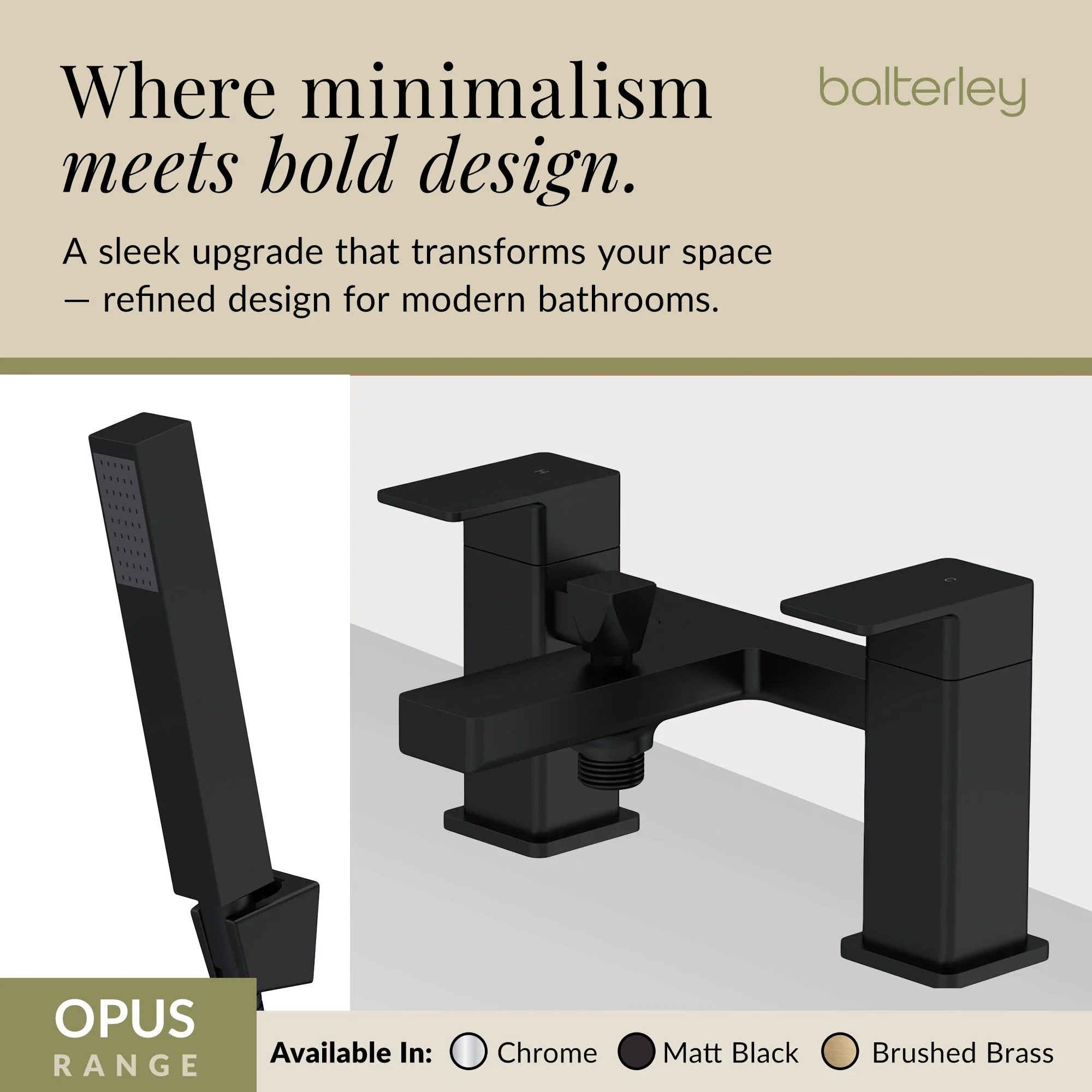 Milldale Square Deck Mounted Dual Lever Bath Shower Mixer Tap with Kit - Choice of Finish - Image 4