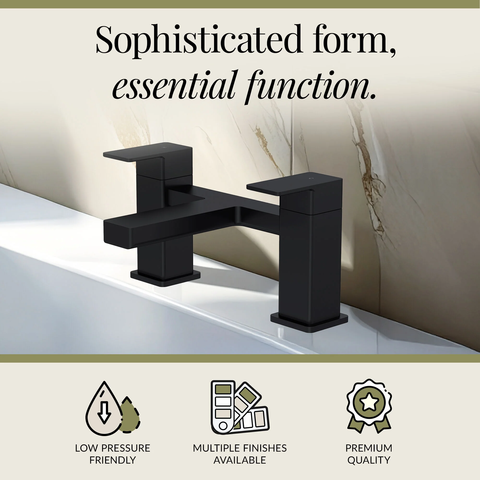 Milldale Square Dual Lever Deck Mounted Bath Filler Tap - Choice of Finish - Image 13