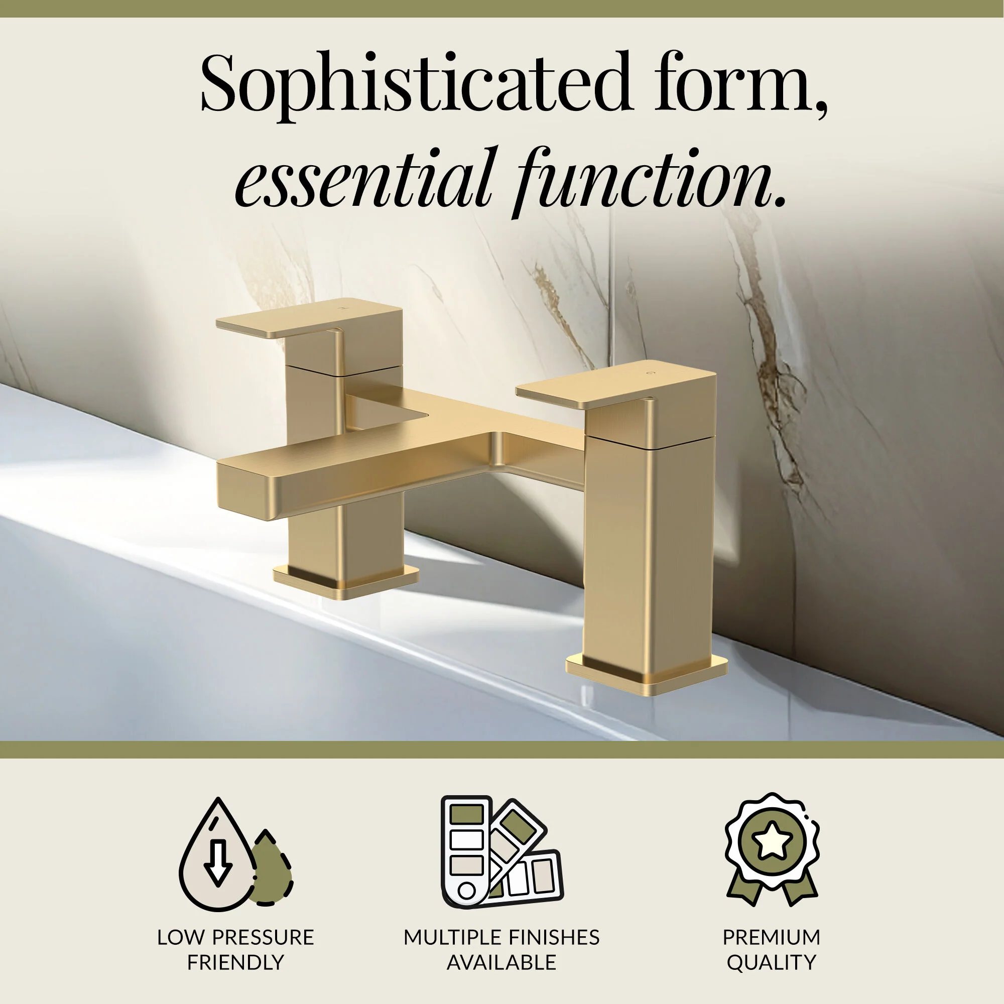 Milldale Square Dual Lever Deck Mounted Bath Filler Tap - Choice of Finish - Image 22
