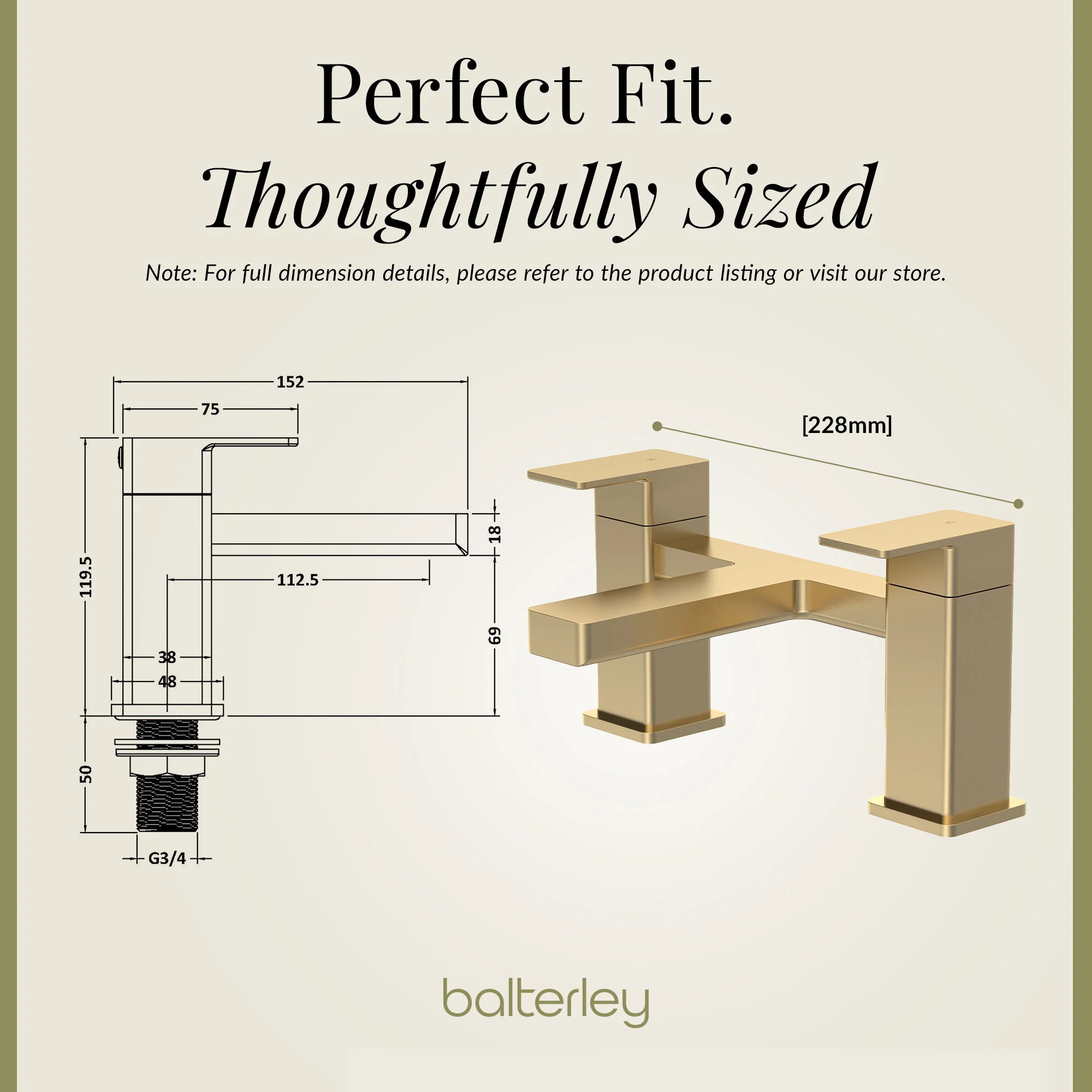 Milldale Square Dual Lever Deck Mounted Bath Filler Tap - Choice of Finish - Image 26