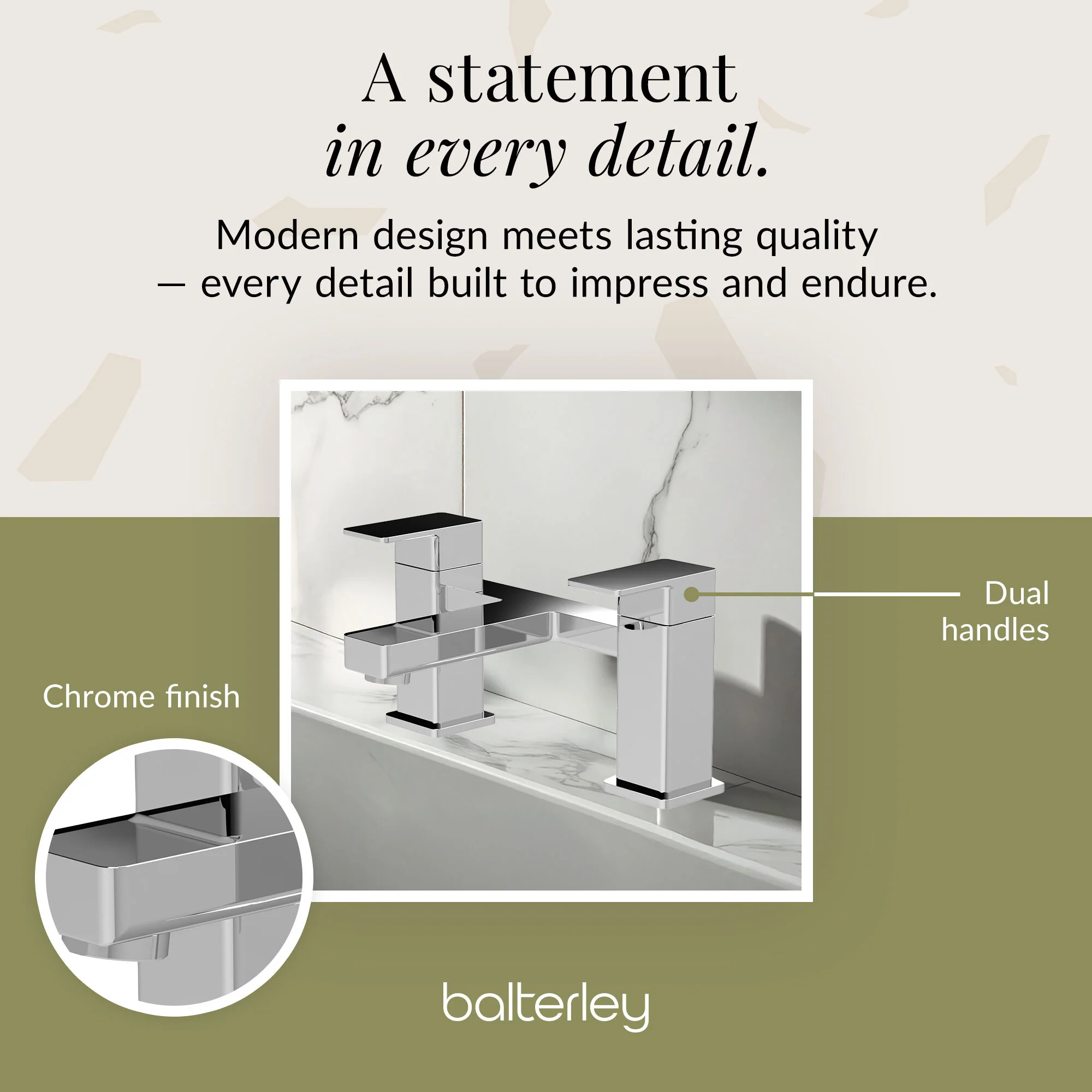 Milldale Square Dual Lever Deck Mounted Bath Filler Tap - Choice of Finish - Image 9