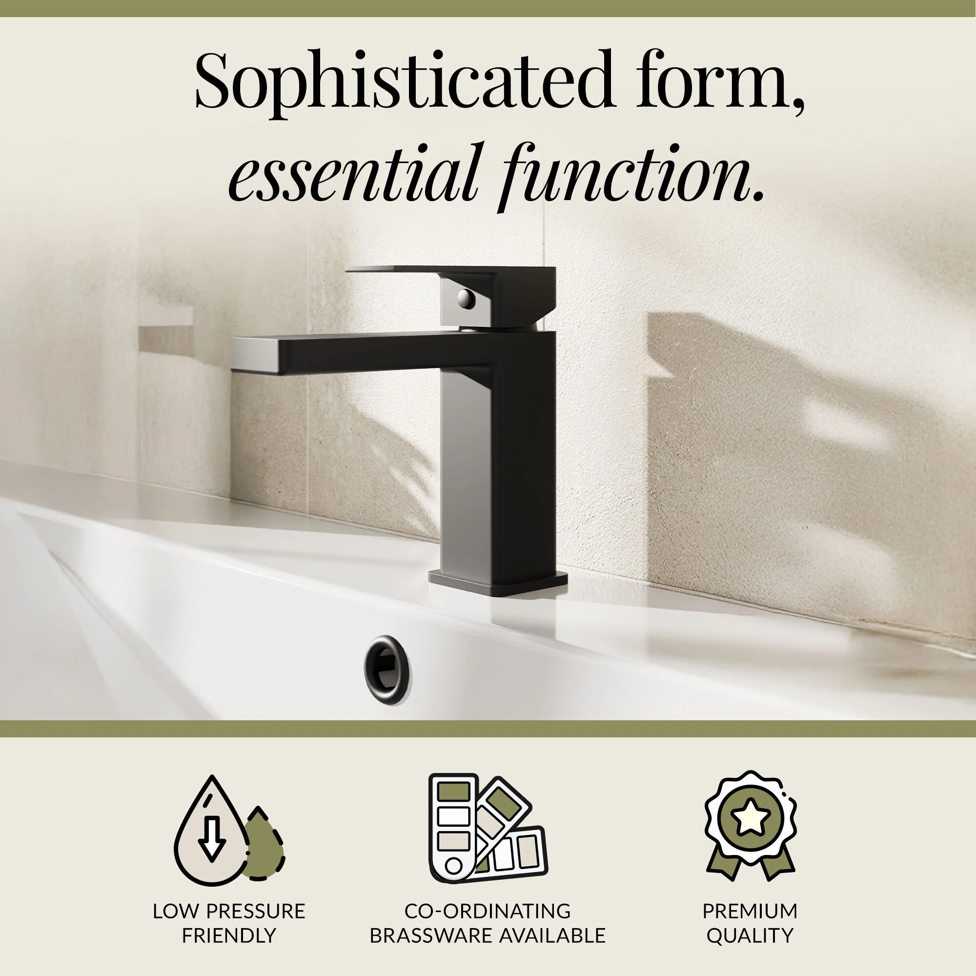 Milldale Contemporary Square Mono Basin Mixer Bathroom Sink Tap with Push Button Waste - Image 13