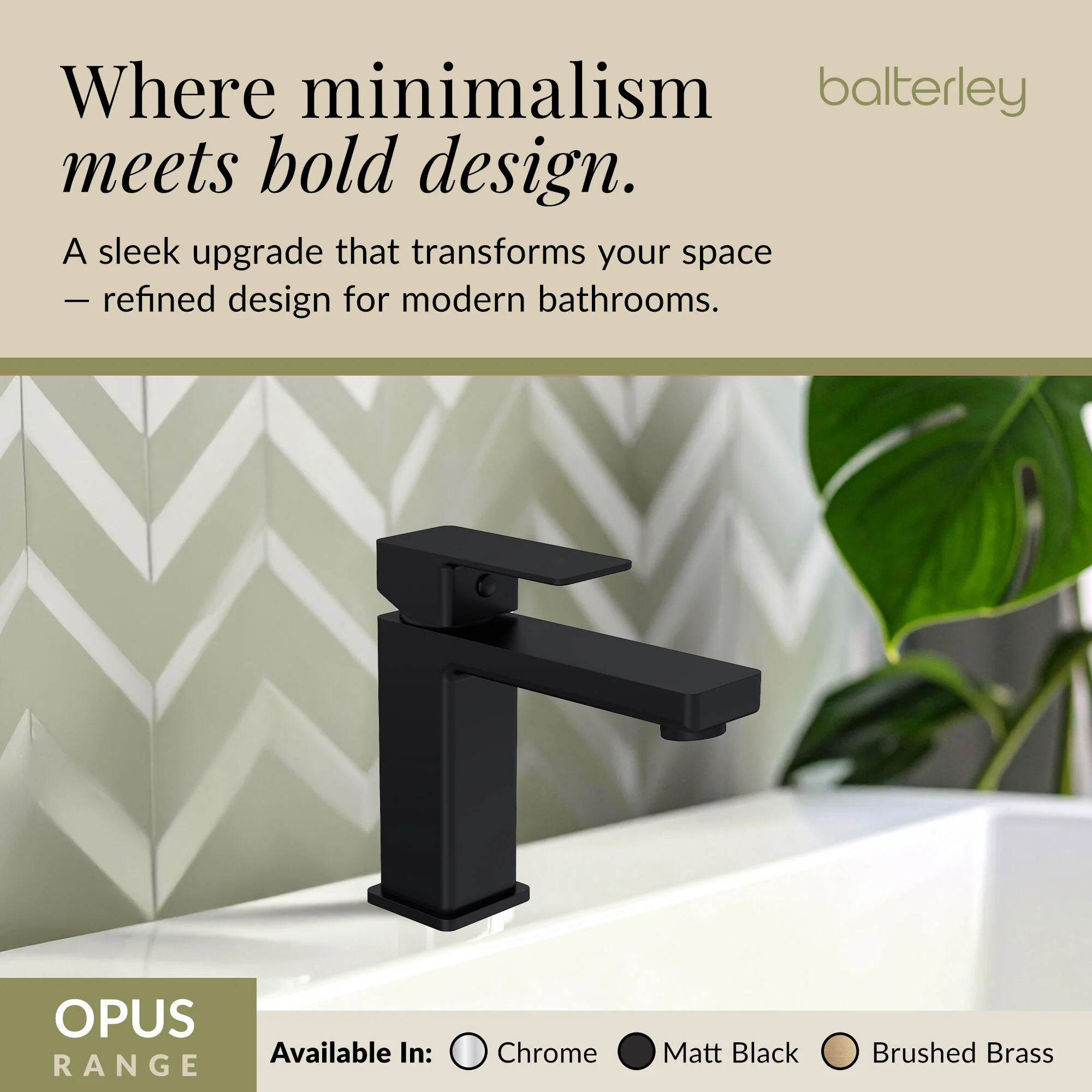 Milldale Contemporary Square Mono Basin Mixer Bathroom Sink Tap with Push Button Waste - Image 14