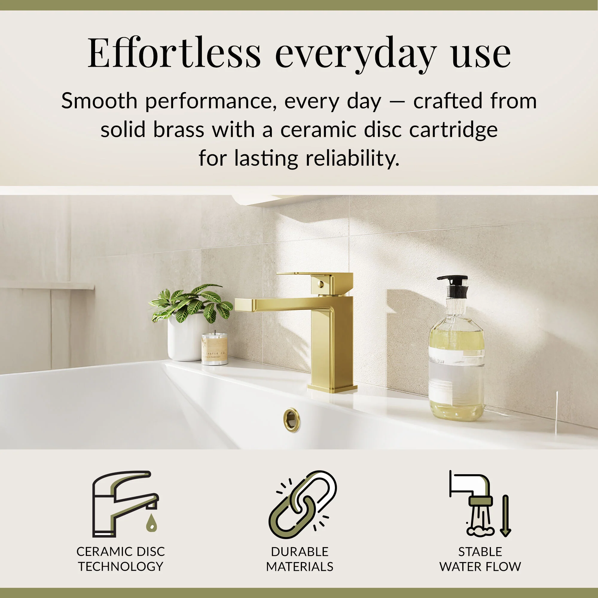 Milldale Contemporary Square Mono Basin Mixer Bathroom Sink Tap with Push Button Waste - Image 20