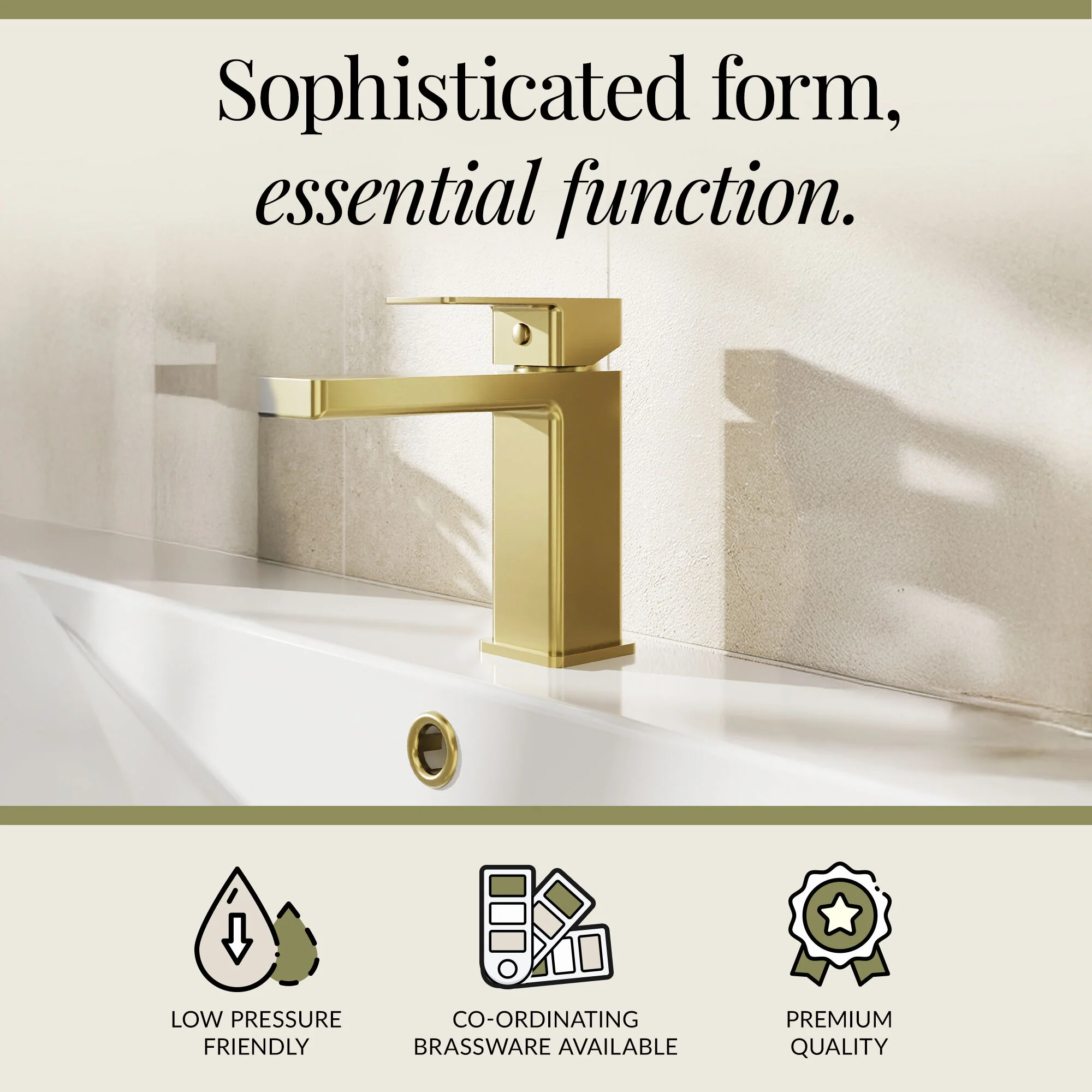 Milldale Contemporary Square Mono Basin Mixer Bathroom Sink Tap with Push Button Waste - Image 22