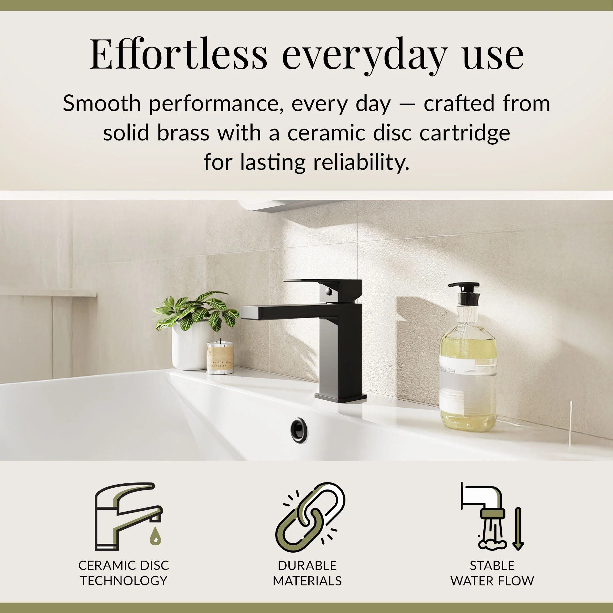 Milldale Contemporary Square Mono Basin Mixer Bathroom Sink Tap with Push Button Waste - Image 23