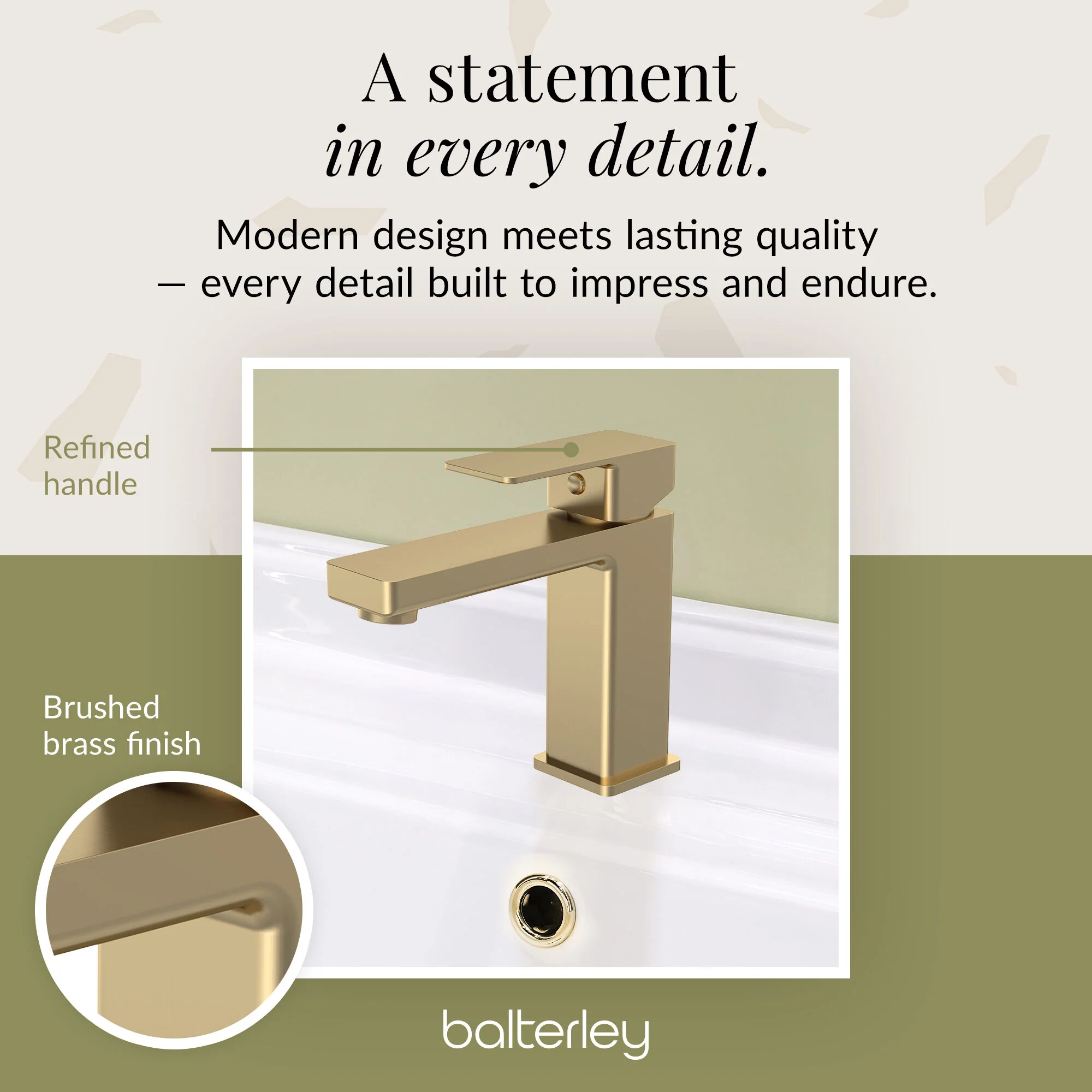 Milldale Contemporary Square Mono Basin Mixer Bathroom Sink Tap with Push Button Waste - Image 30