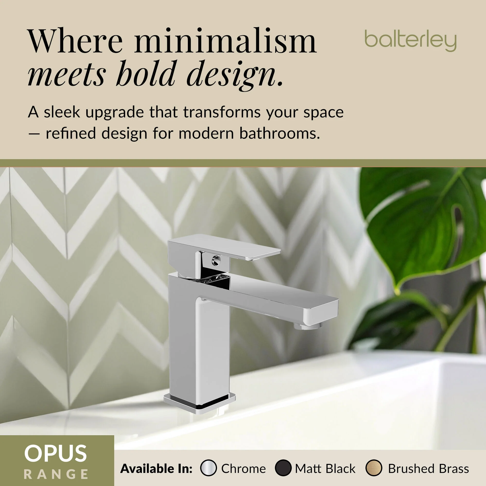 Milldale Contemporary Square Mono Basin Mixer Bathroom Sink Tap with Push Button Waste - Image 6