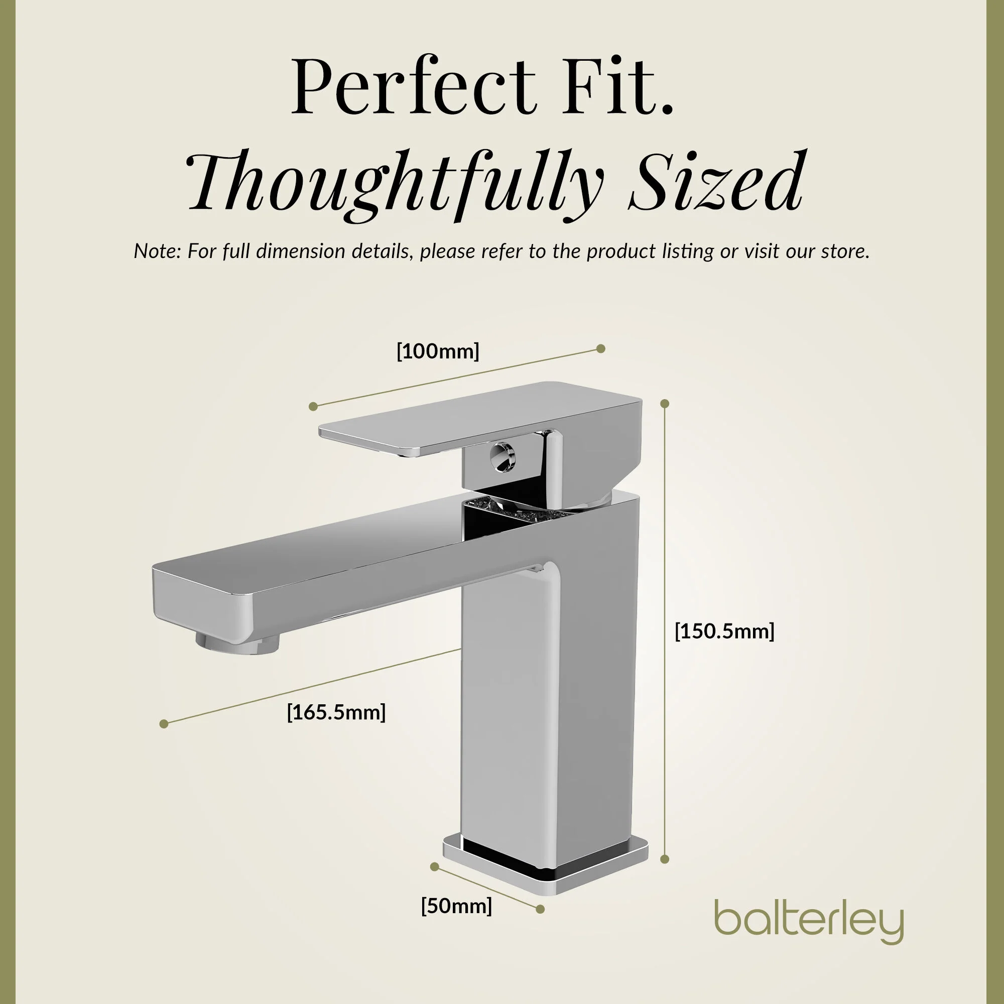 Milldale Contemporary Square Mono Basin Mixer Bathroom Sink Tap with Push Button Waste - Image 7