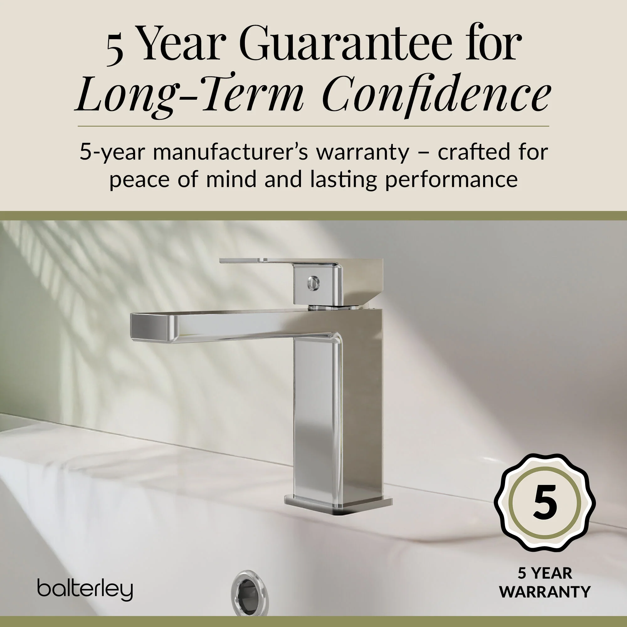 Milldale Contemporary Square Mono Basin Mixer Bathroom Sink Tap with Push Button Waste - Image 8