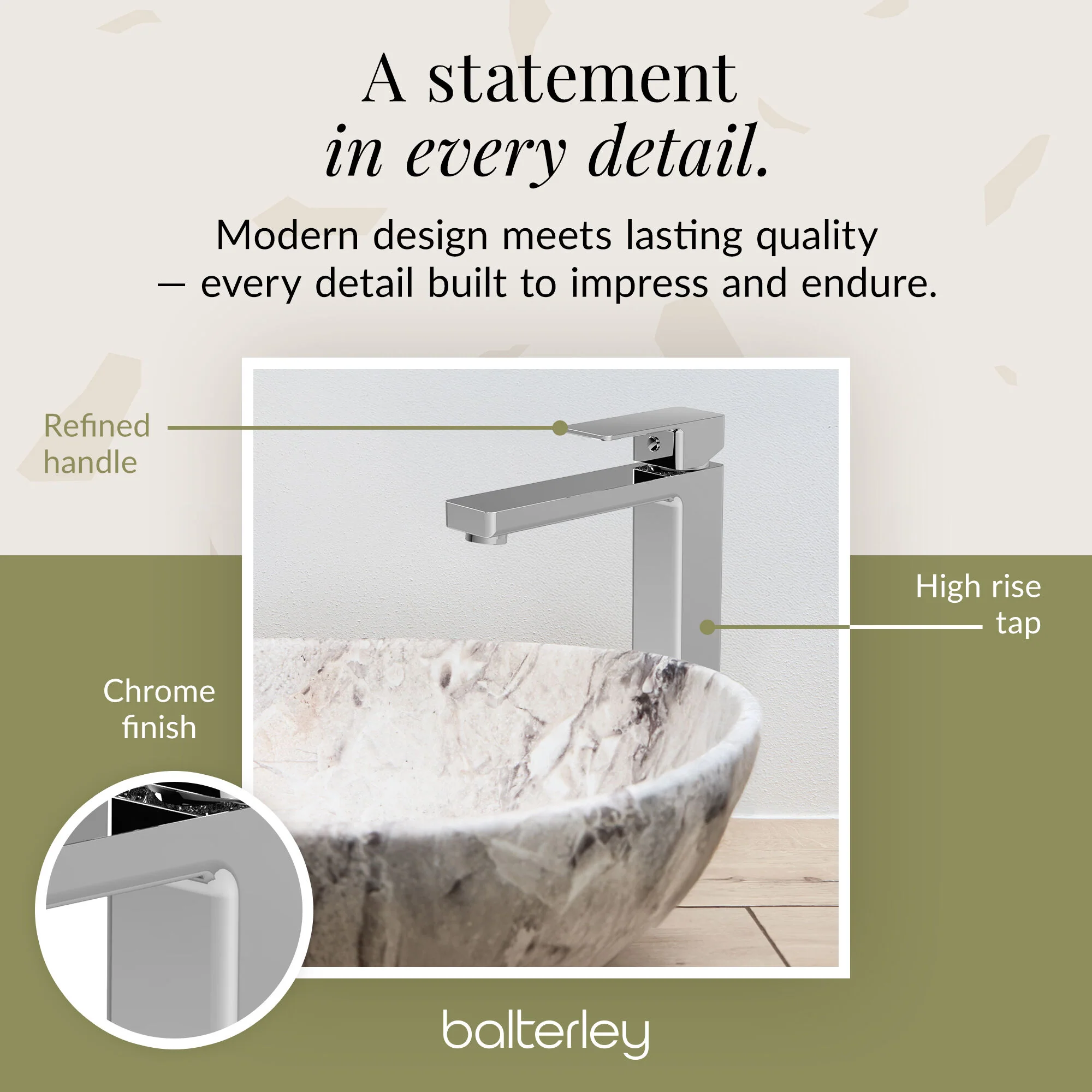 Milldale Contemporary Square Tall High Rise Mono Basin Mixer Tap - Choice of Finish - Image 10