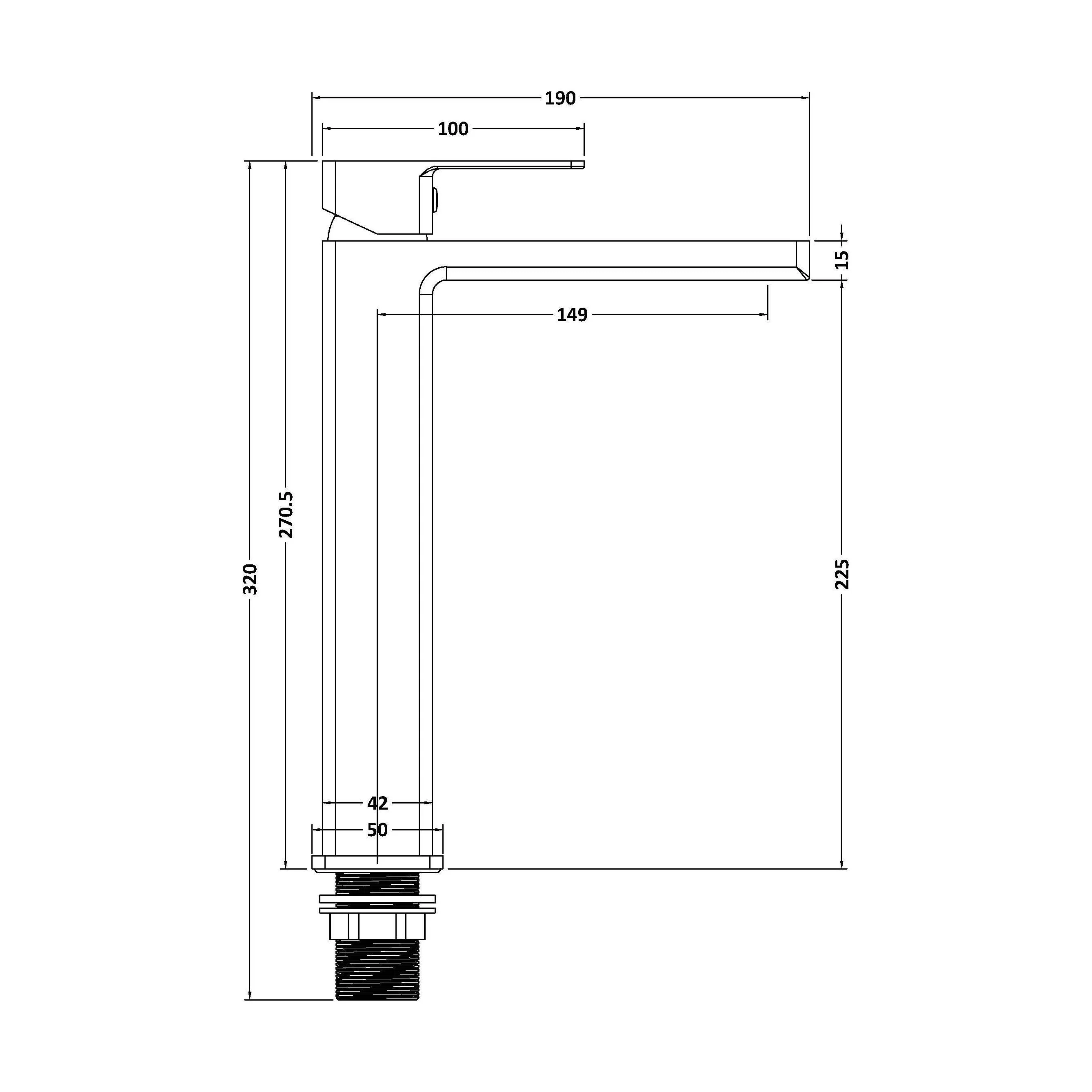 Milldale Contemporary Square Tall High Rise Mono Basin Mixer Tap - Choice of Finish - Image 13