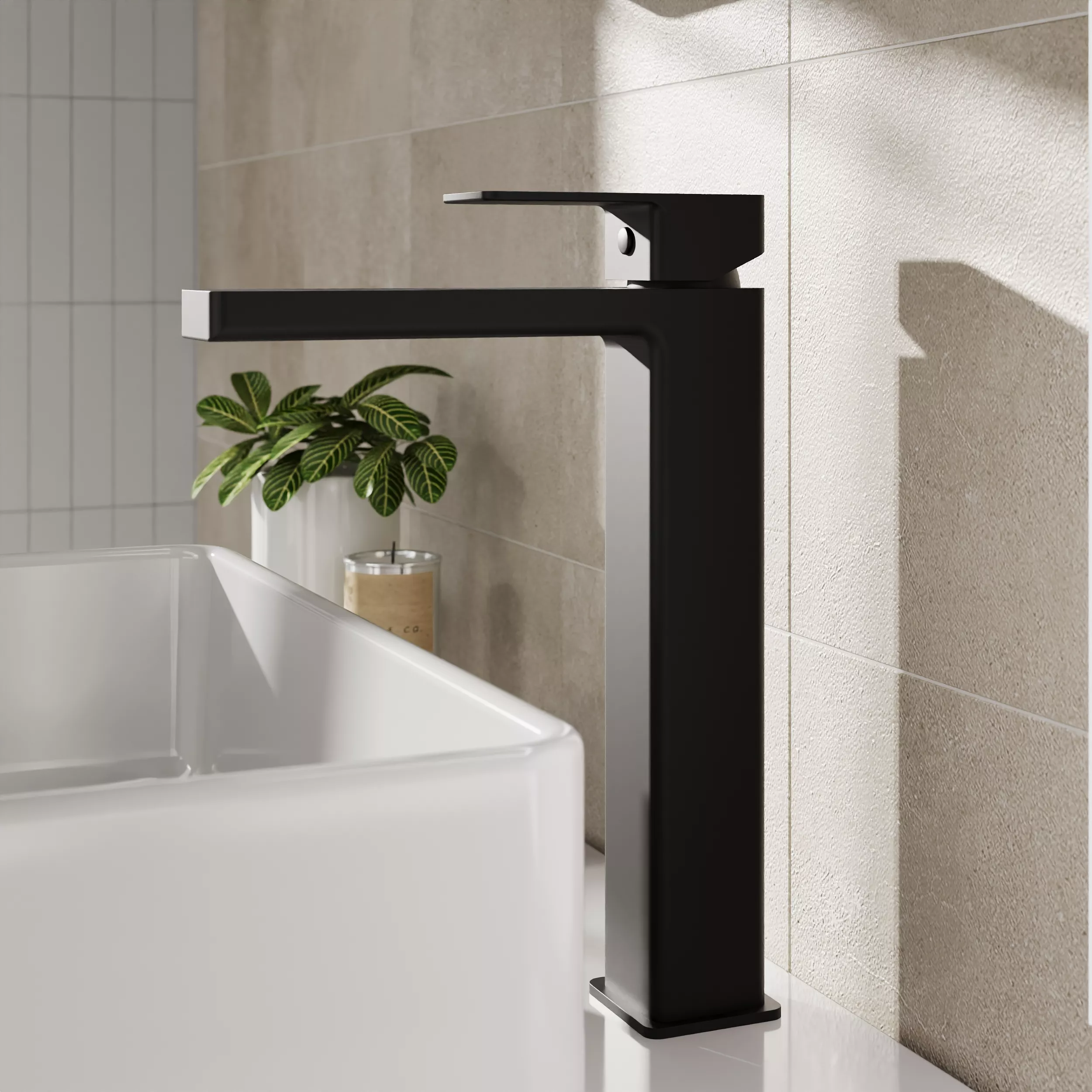 Milldale Contemporary Square Tall High Rise Mono Basin Mixer Tap - Choice of Finish - Image 25