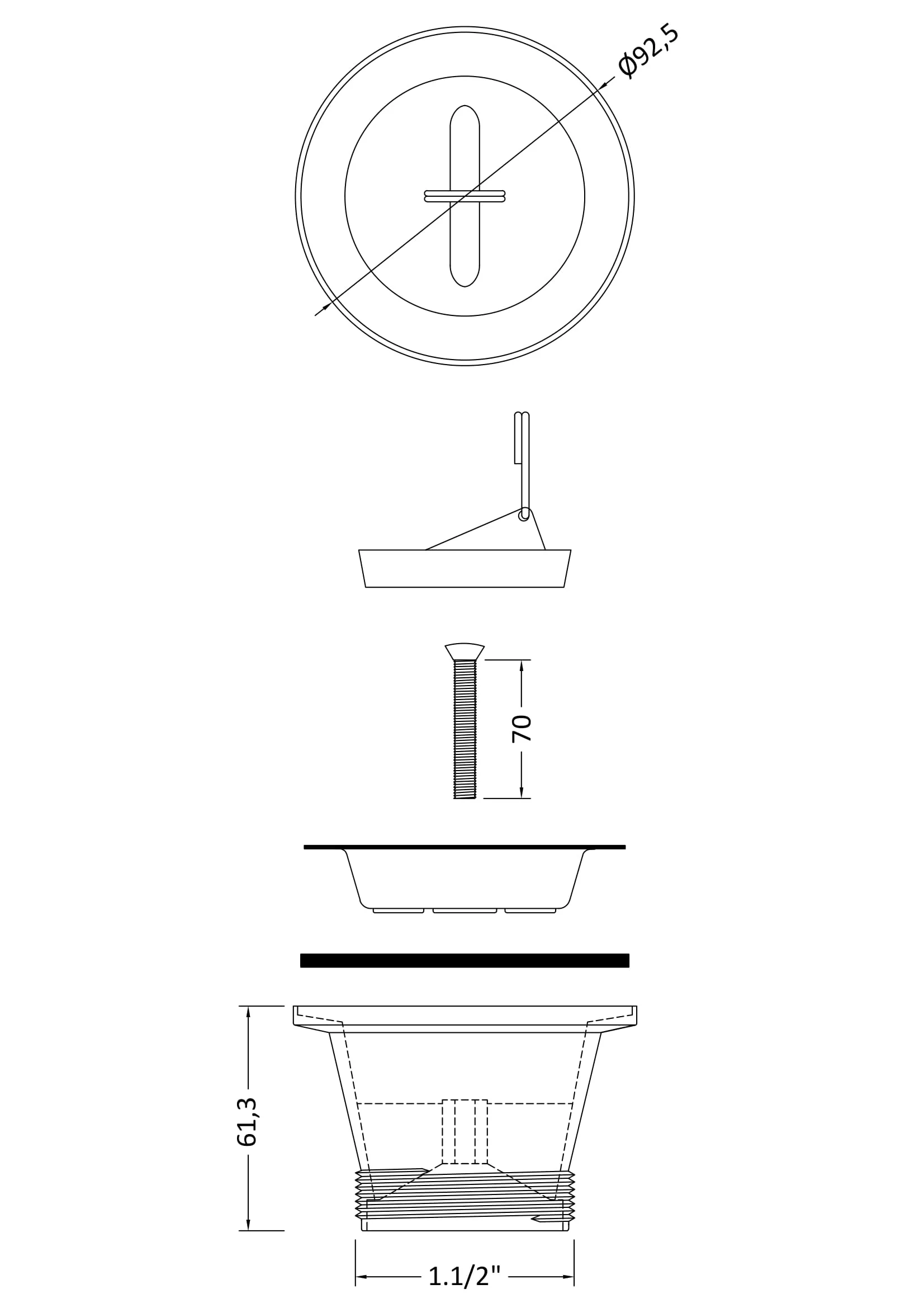 Cleaner Sink Waste with Plug with a Chrome Finish - Image 3