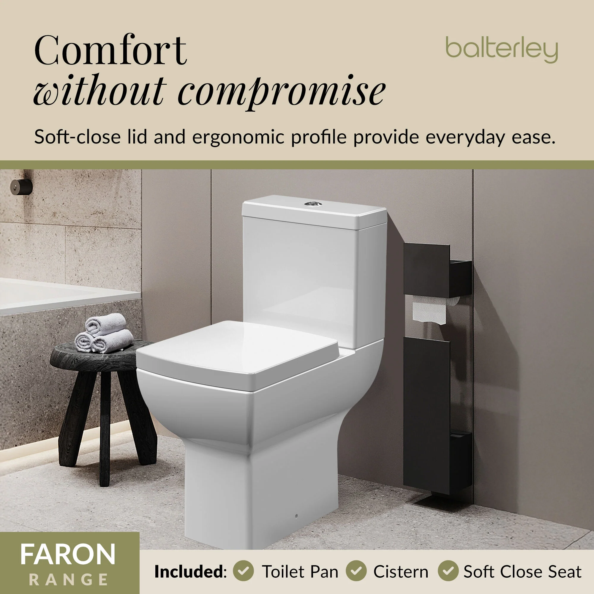 Hilderstone Modern Comfort Height Close Coupled Toilet with Soft Close Seat - Image 5