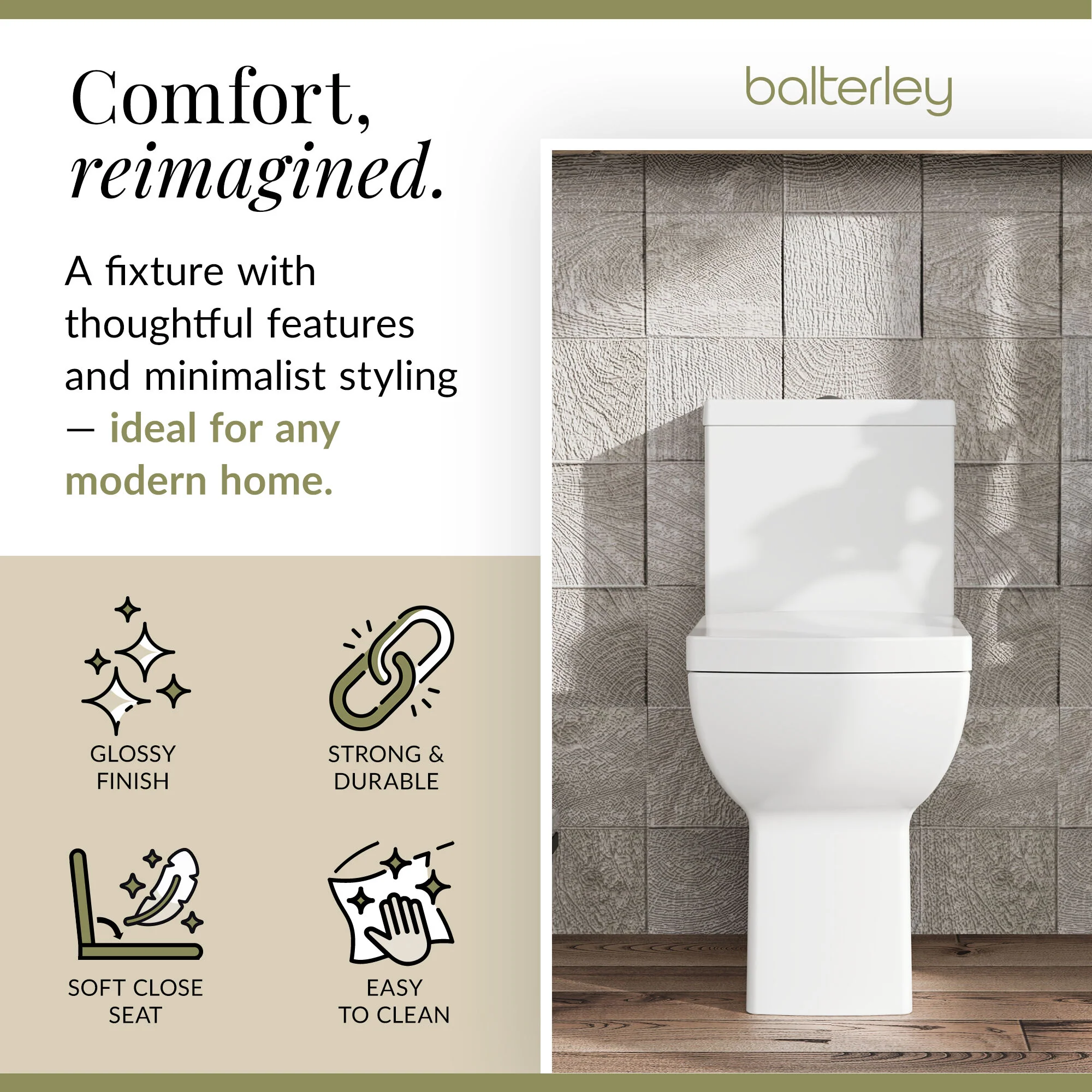Hilderstone Modern Comfort Height Close Coupled Toilet with Soft Close Seat - Image 6